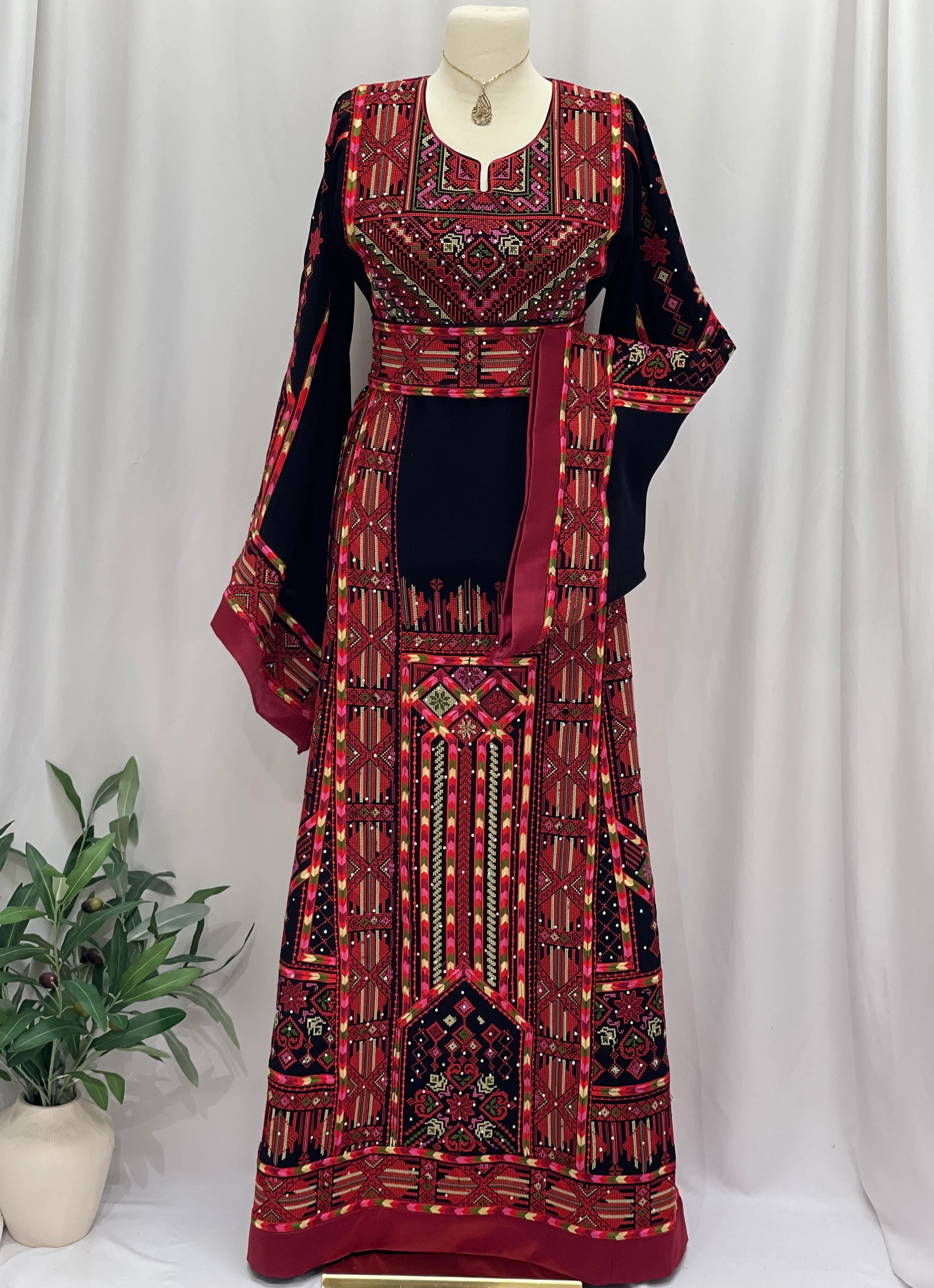 Layali Embroidered Palestinian Thobe – With Two Matching Belts”