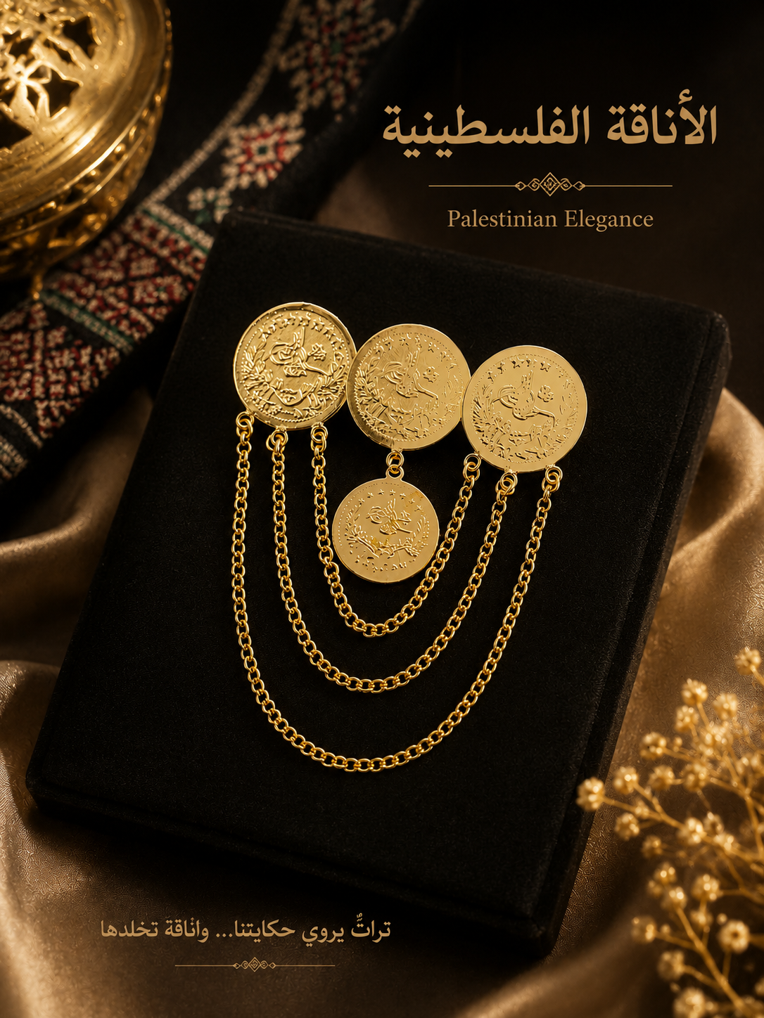Simple Triple Rashadi Lera Pin - Imitated Gold