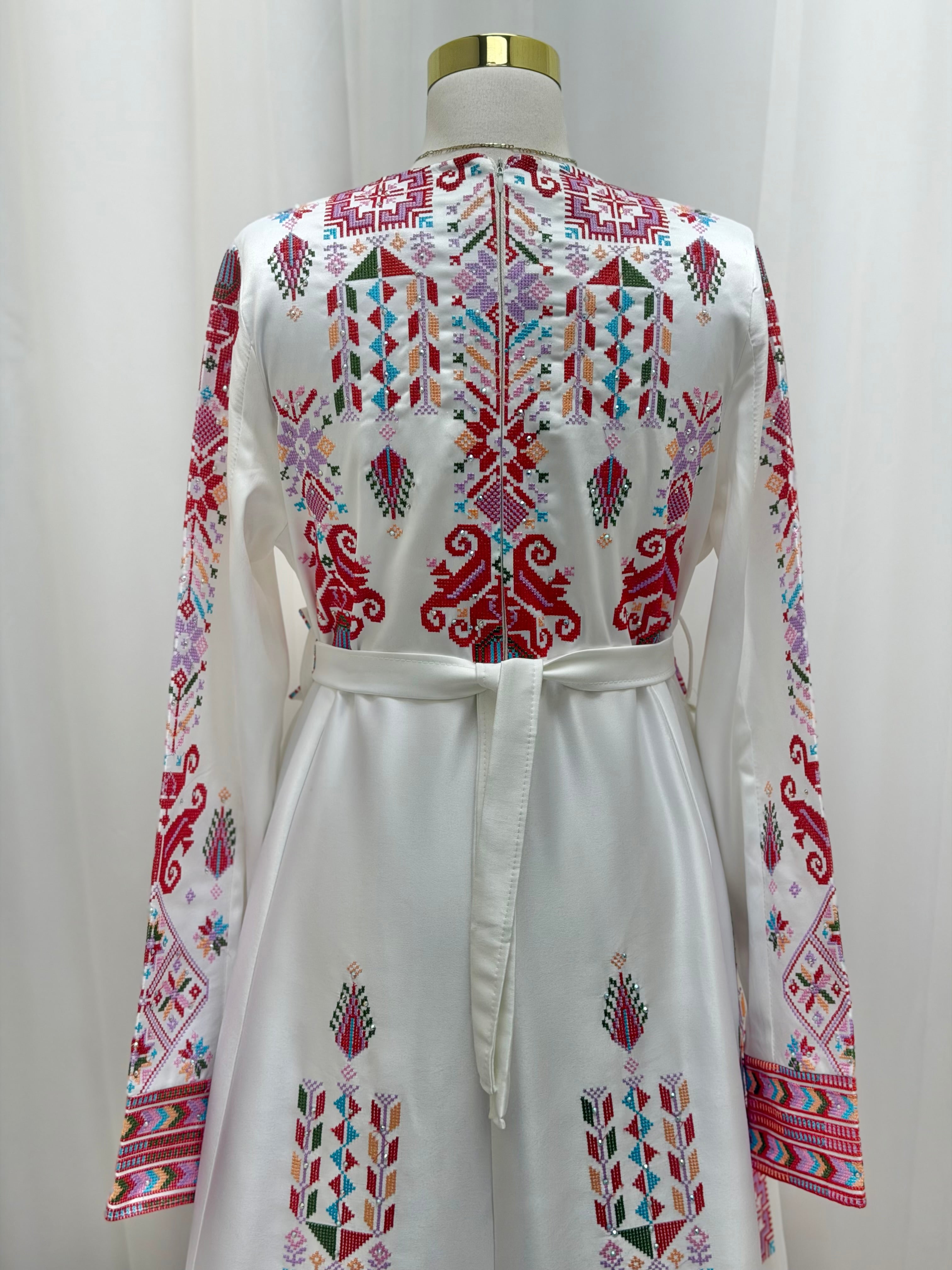 Hala Embroidered Satin Dress