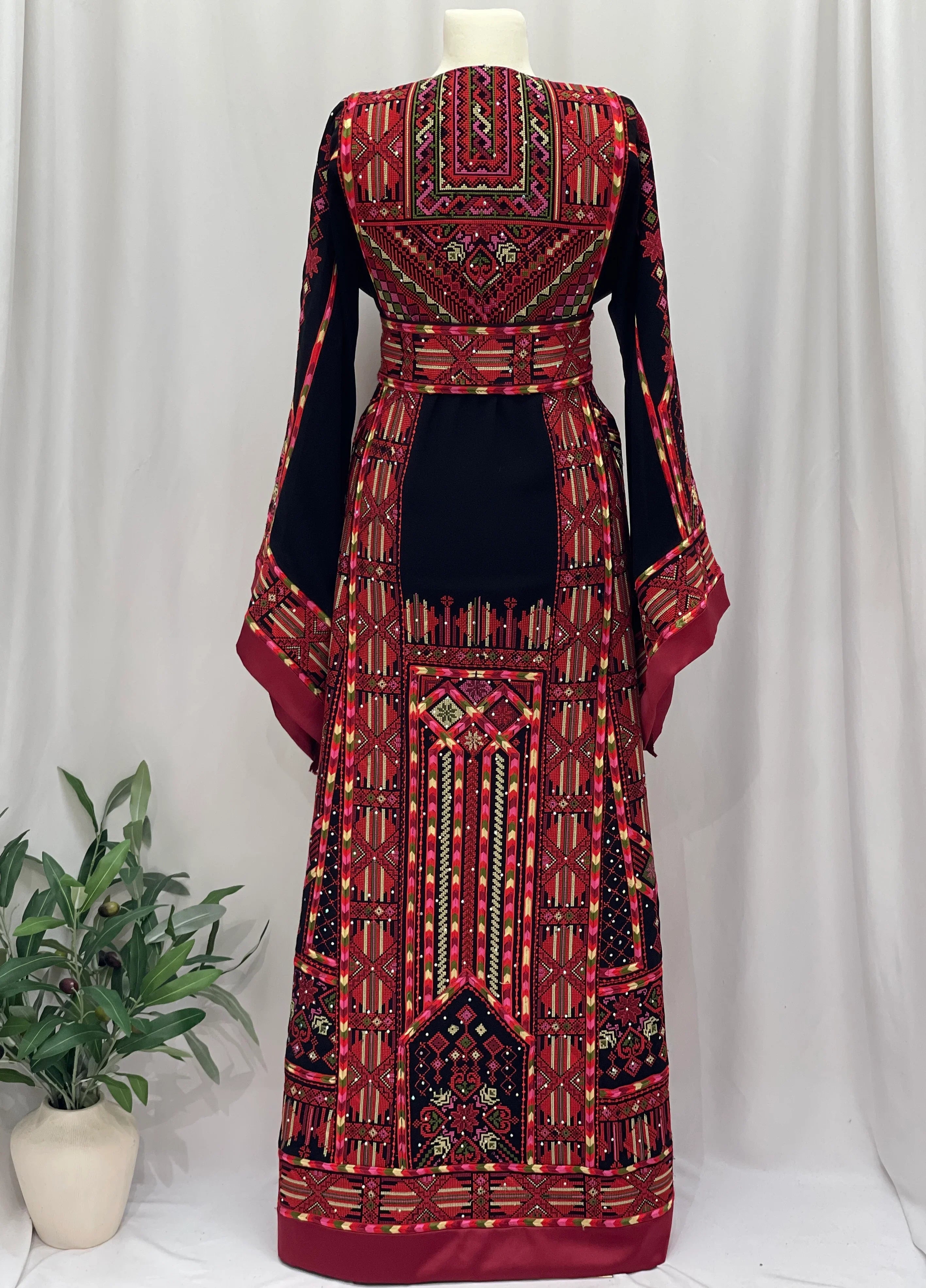 Layali Embroidered Palestinian Thobe – With Two Matching Belts” - Palestinian Elegance
