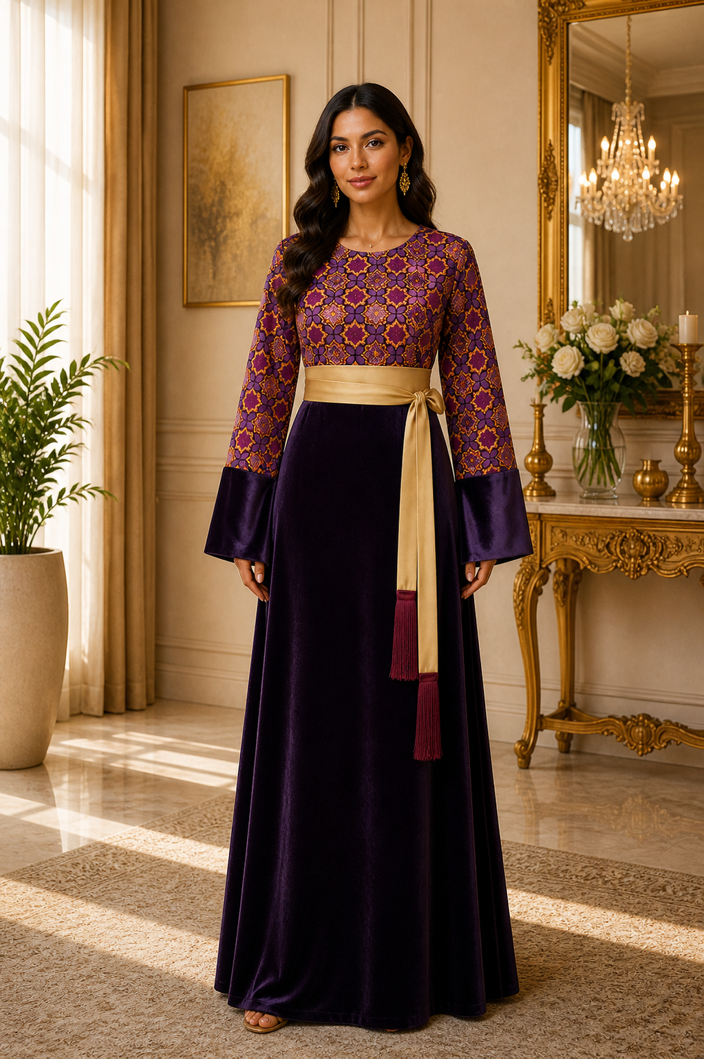 purple velvet embroidered dress Buy Palazzo Kurta Set USA main image 1