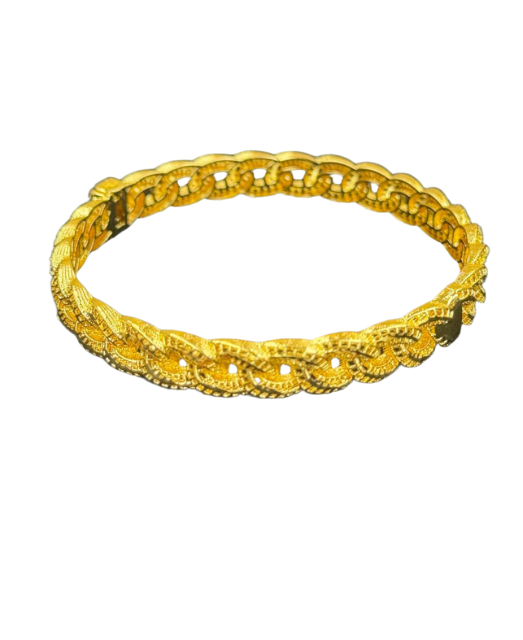 Palestinian Elegance imitated gold classic gold bangle bracelet with intricate textured chain design