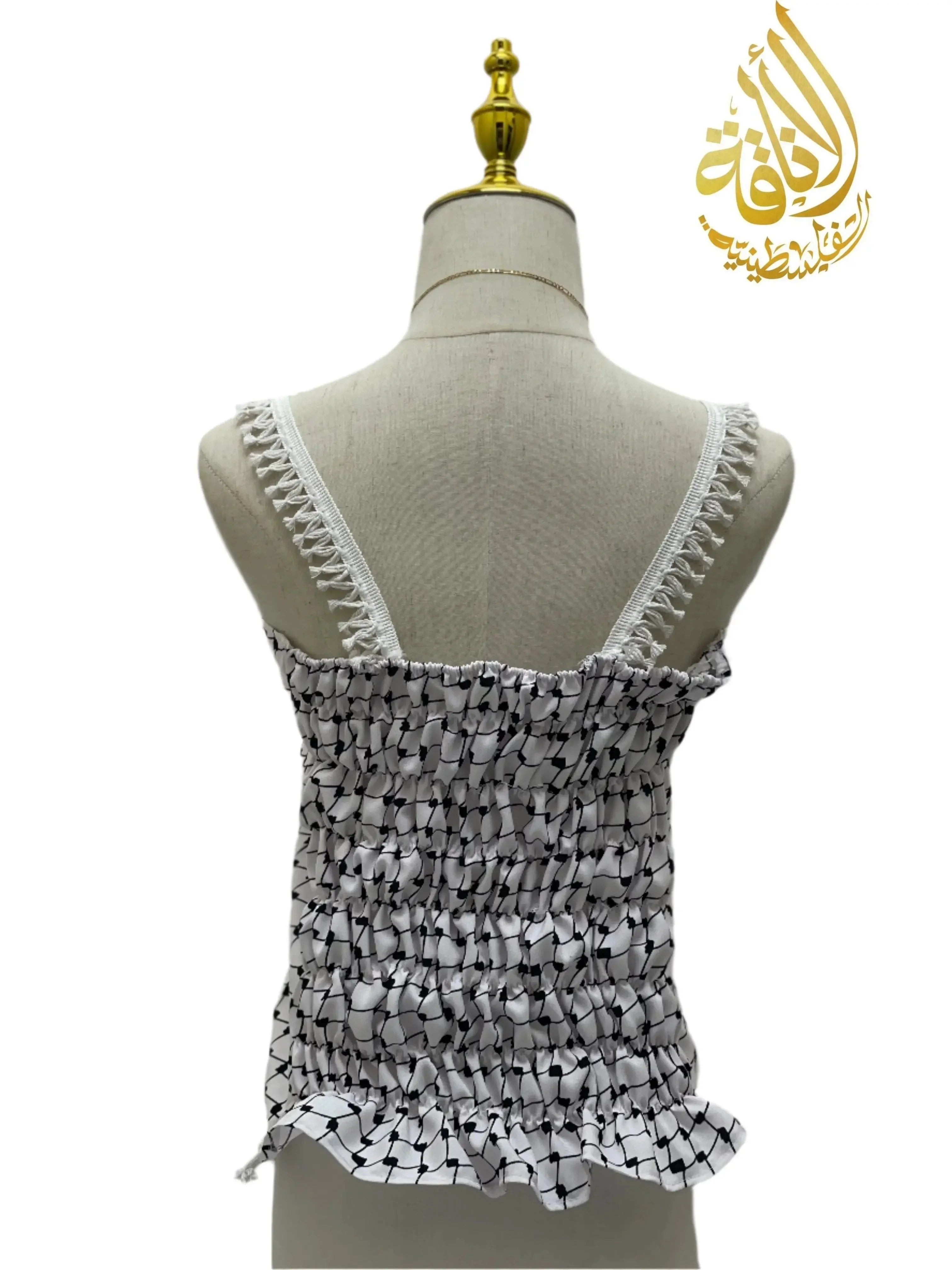 Cultural Fusion Bundle: Original Kuffiyeh & White Kuffiyeh Smagh Cropped Top Palestinian Elegance