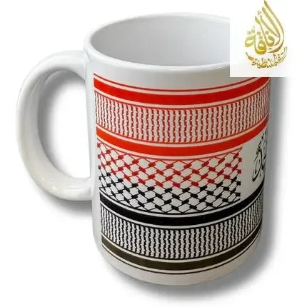 Cup with Half Black, Half Red Kuffiyeh Design Palestinian Elegance