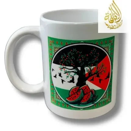 Cup with Palestine Flag and Tree Design Palestinian Elegance