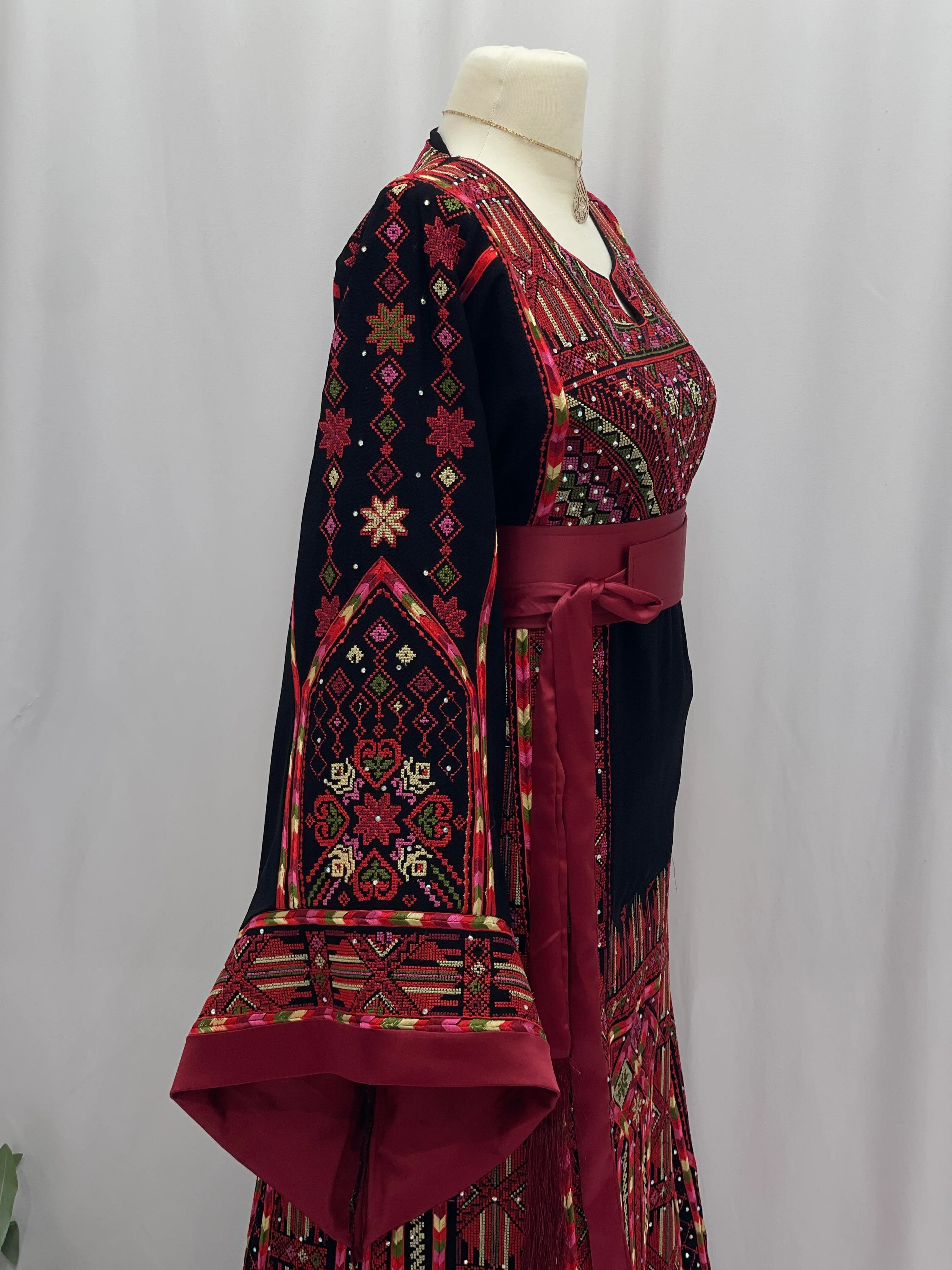 Layali Embroidered Palestinian Thobe – With Two Matching Belts” - Palestinian Elegance