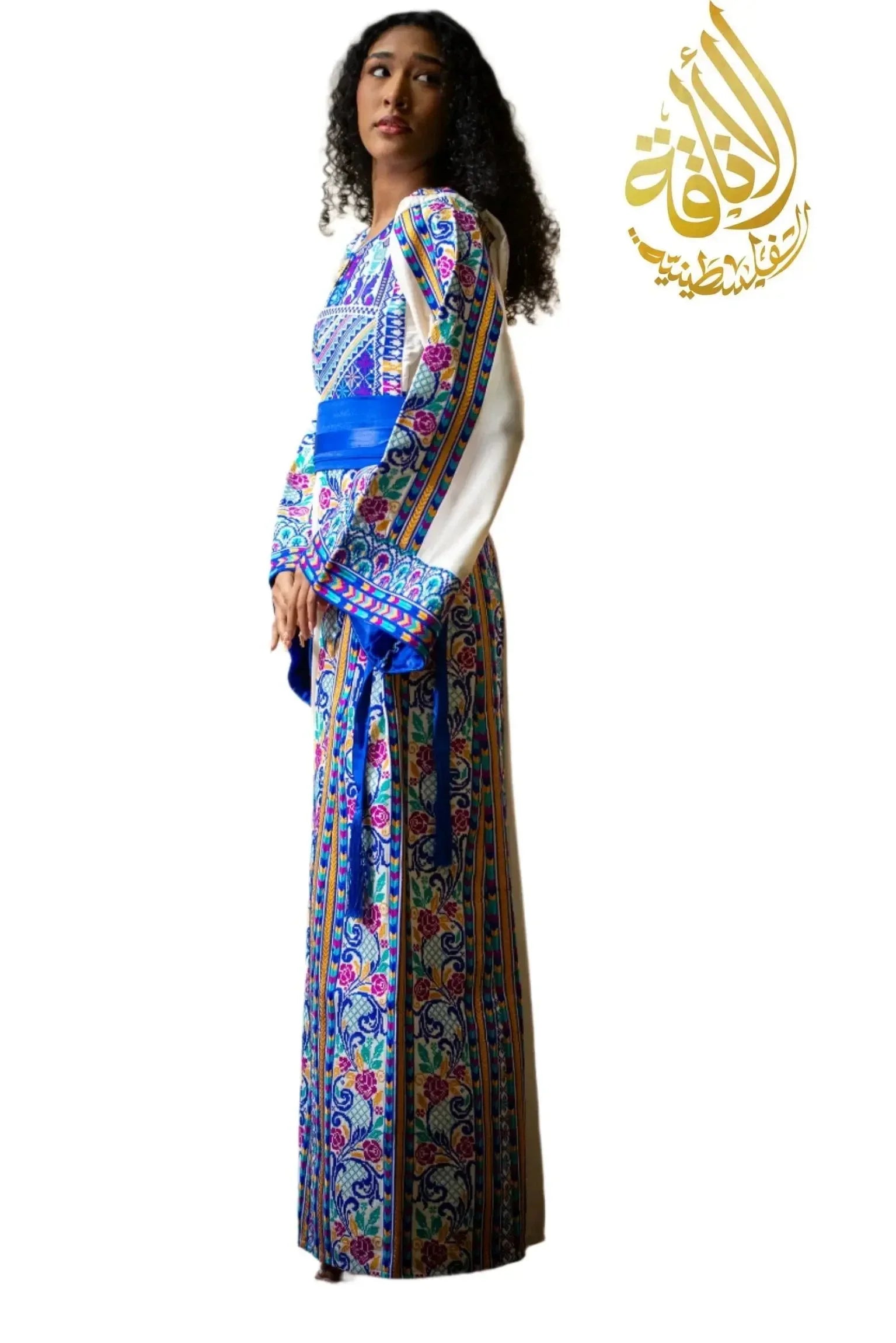 Distinctive Roses Embroidered Thoub: Sophisticated Elegance & Unique Charm Palestinian Elegance