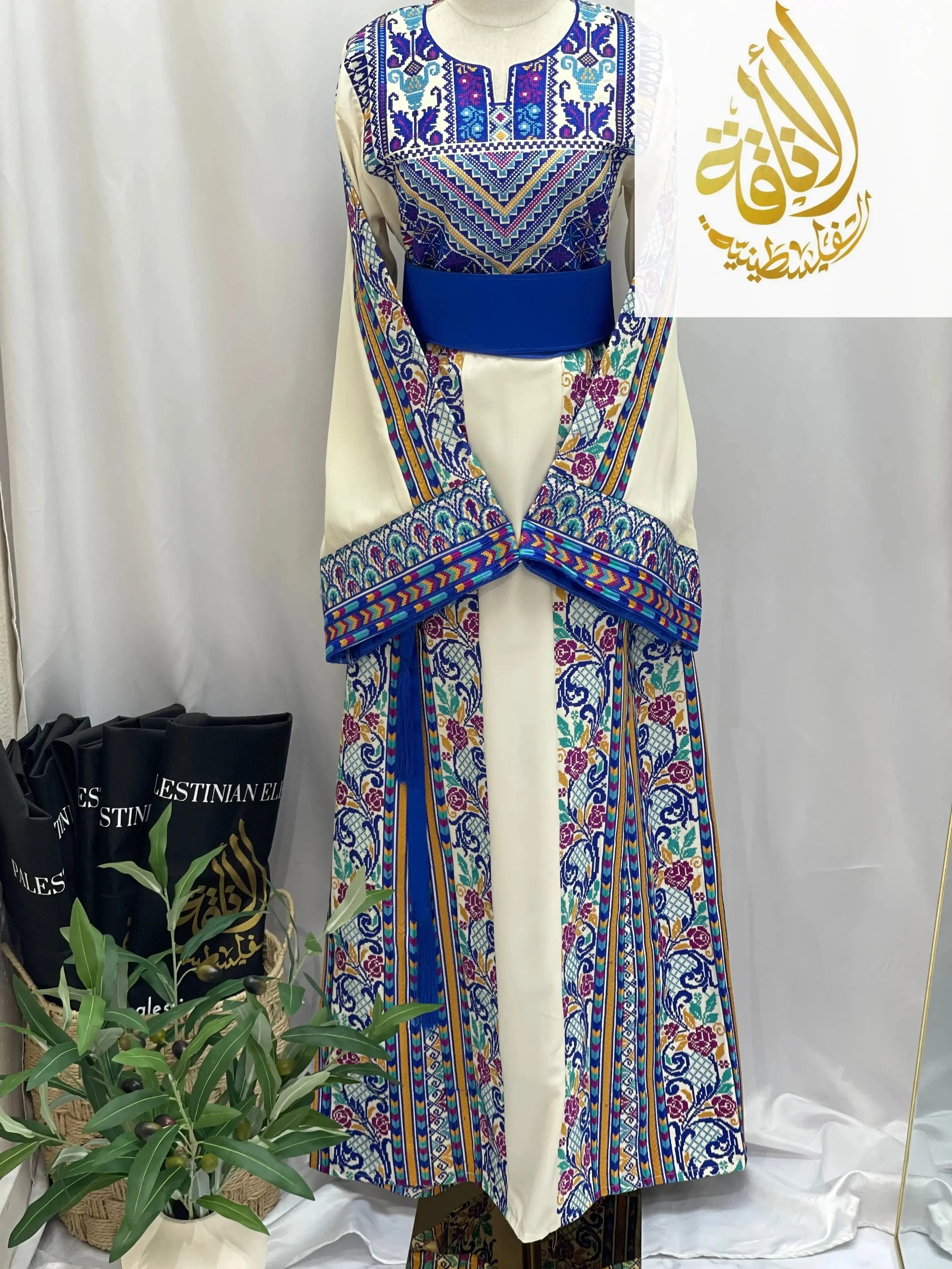 Distinctive Roses Embroidered Thoub: Sophisticated Elegance & Unique Charm Palestinian Elegance