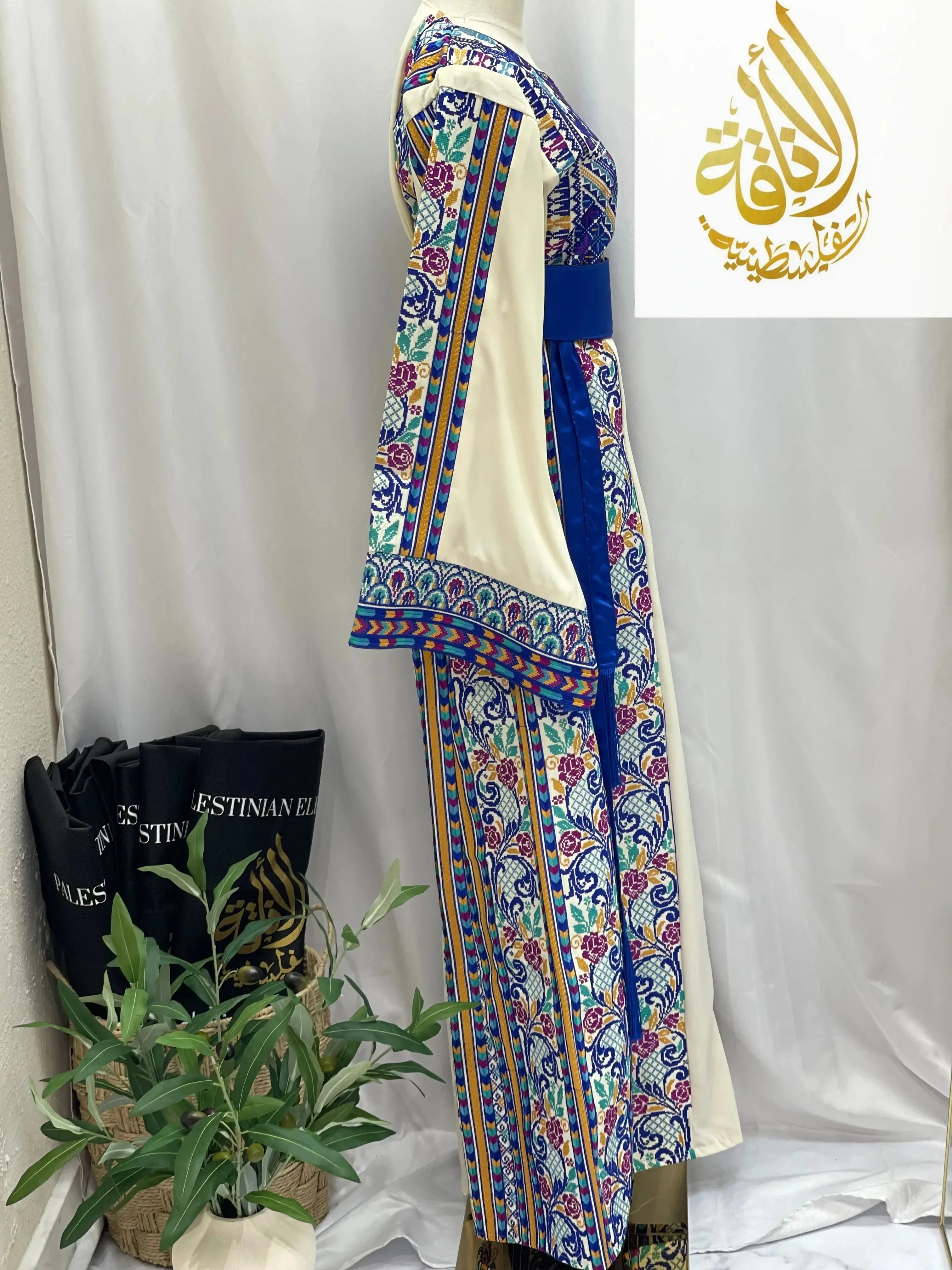 Distinctive Roses Embroidered Thoub: Sophisticated Elegance & Unique Charm Palestinian Elegance