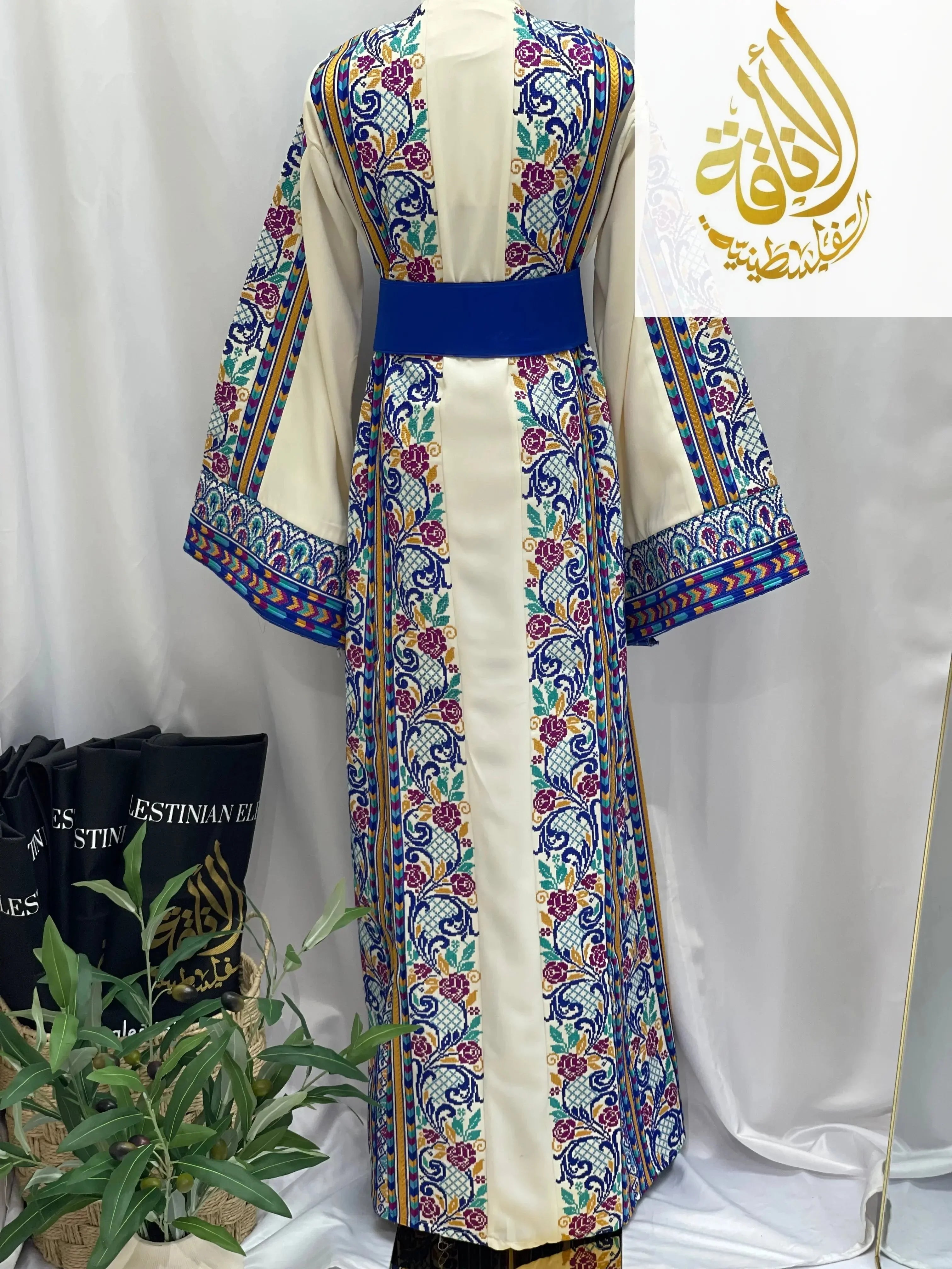 Distinctive Roses Embroidered Thoub: Sophisticated Elegance & Unique Charm Palestinian Elegance