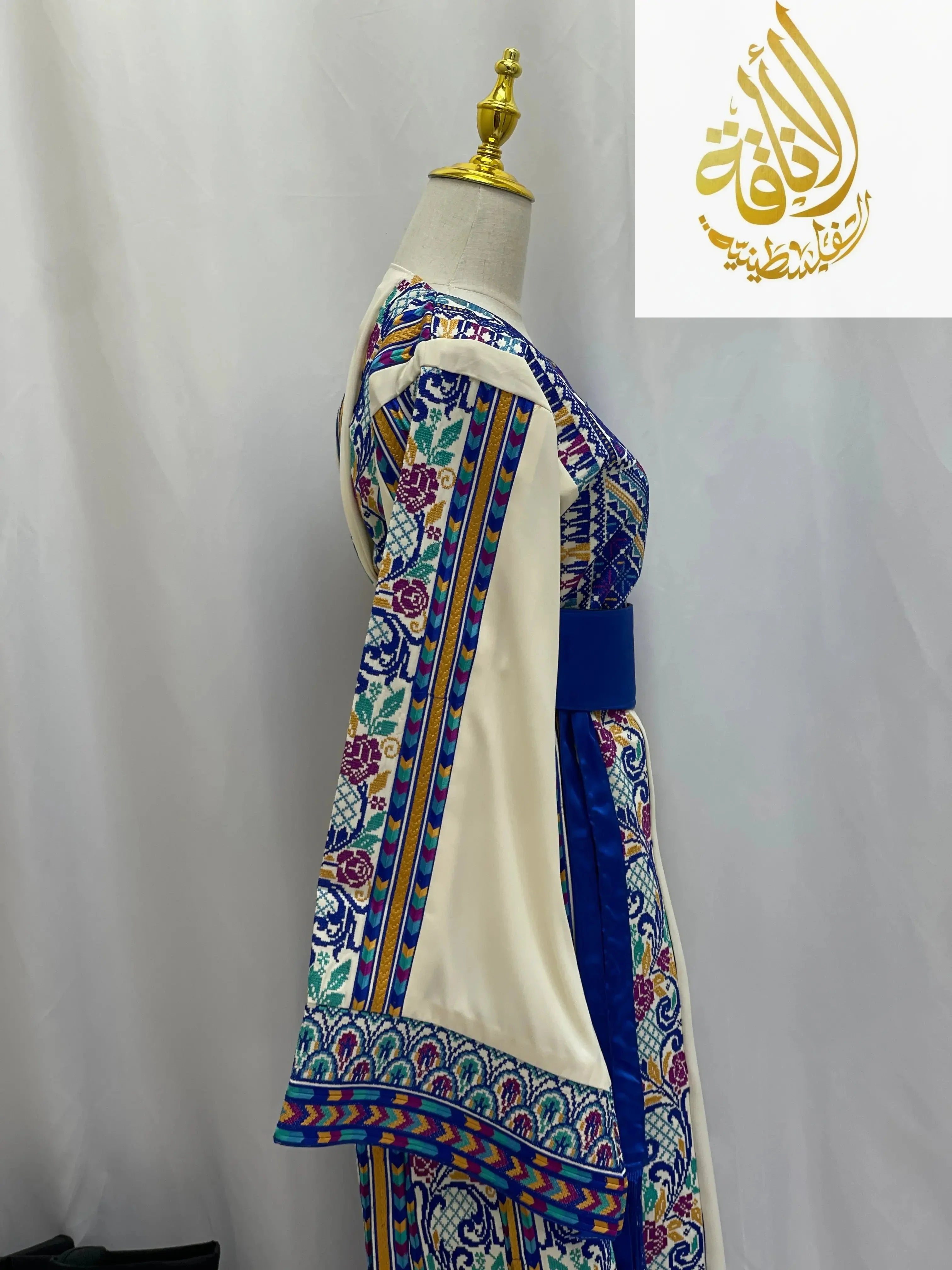 Distinctive Roses Embroidered Thoub: Sophisticated Elegance & Unique Charm Palestinian Elegance