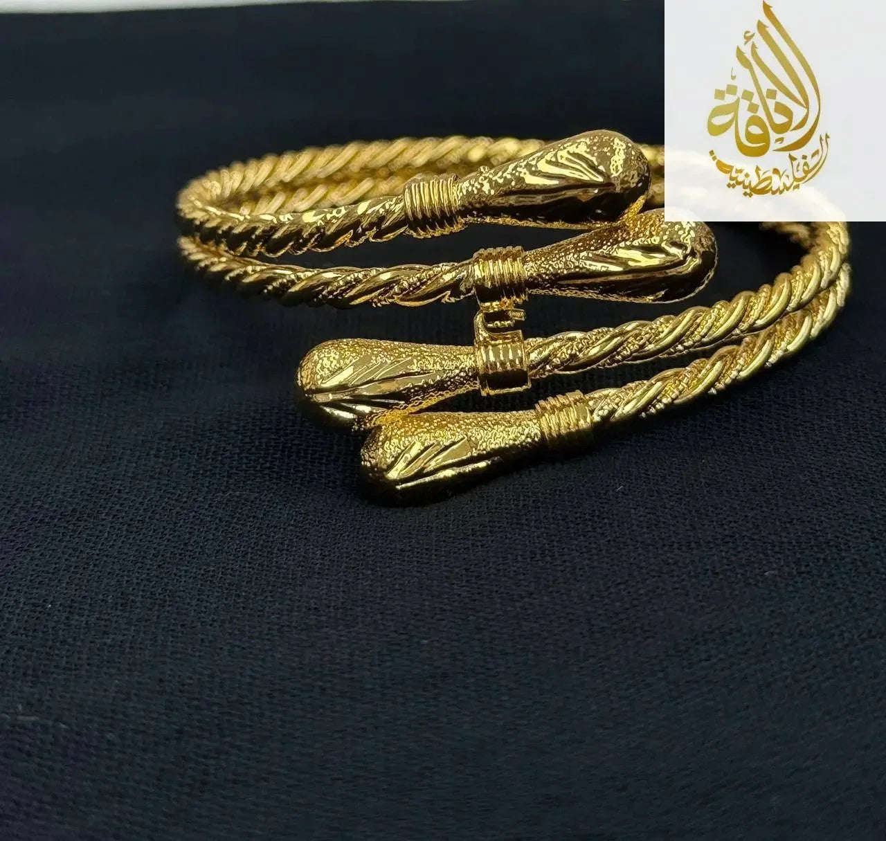 Palestinian Elegance imitated gold mabroume bracelet gold twist with detailed twisted design