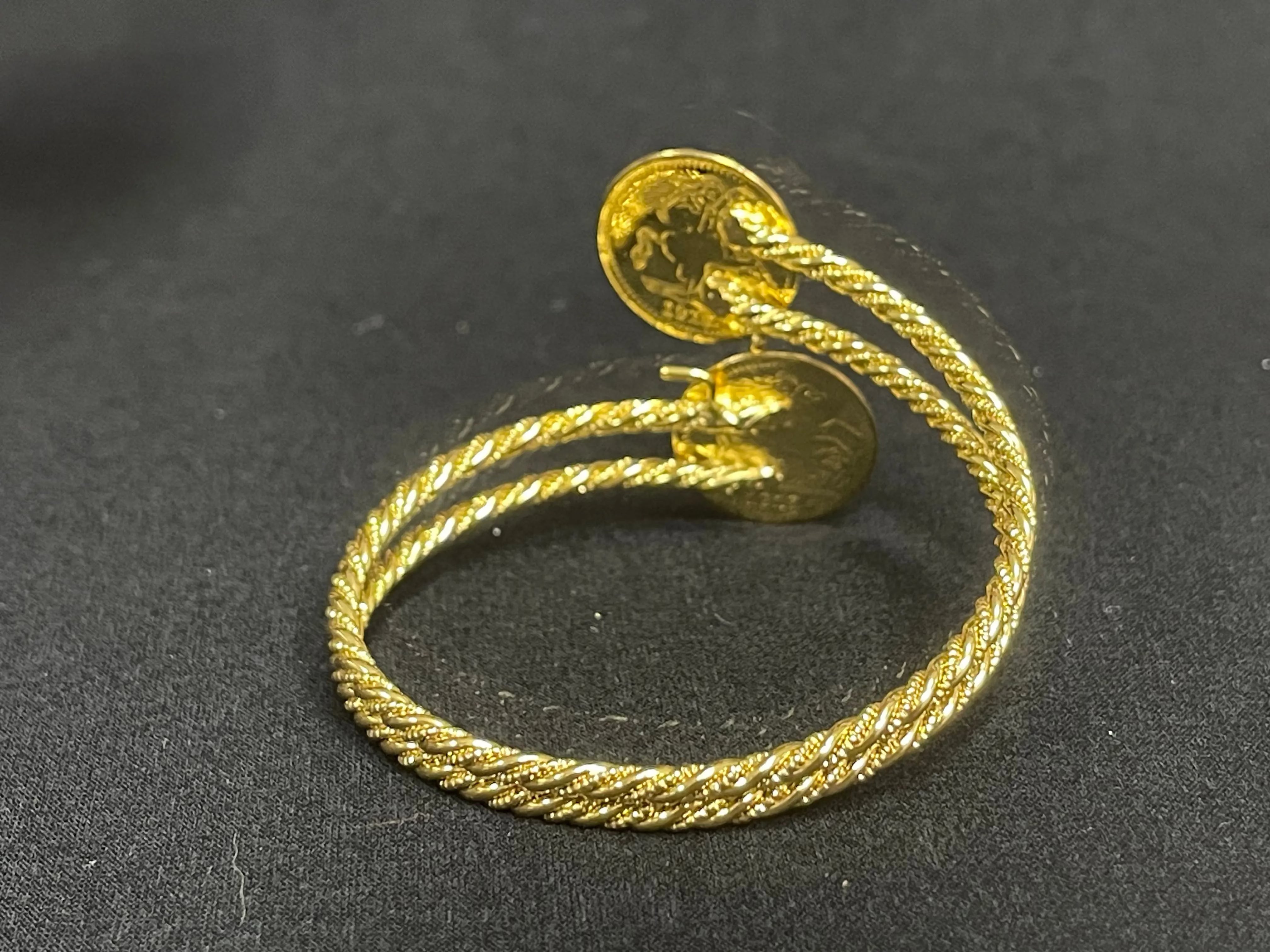 Heritage inspired gold bracelet in imitated gold with intricate twisted design by Palestinian Elegance