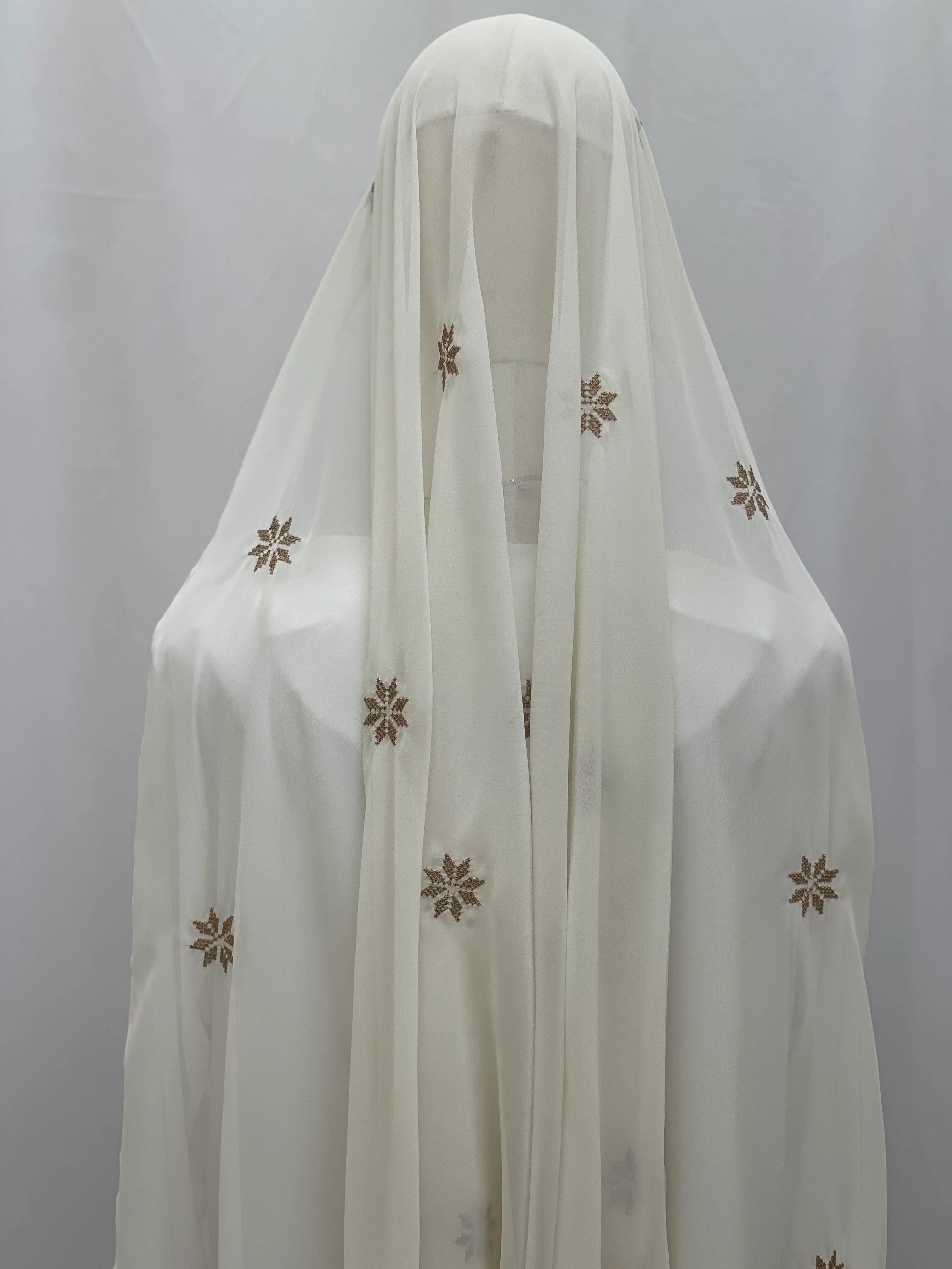 Golden Flowers Fringe Shawl-(Khirka)