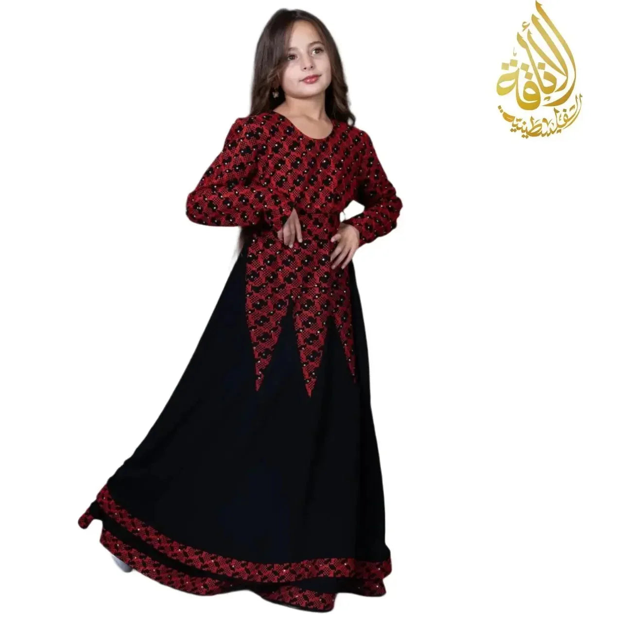 Elegant Embroidered Girls Dress: Timeless Craftsmanship Palestinian Elegance