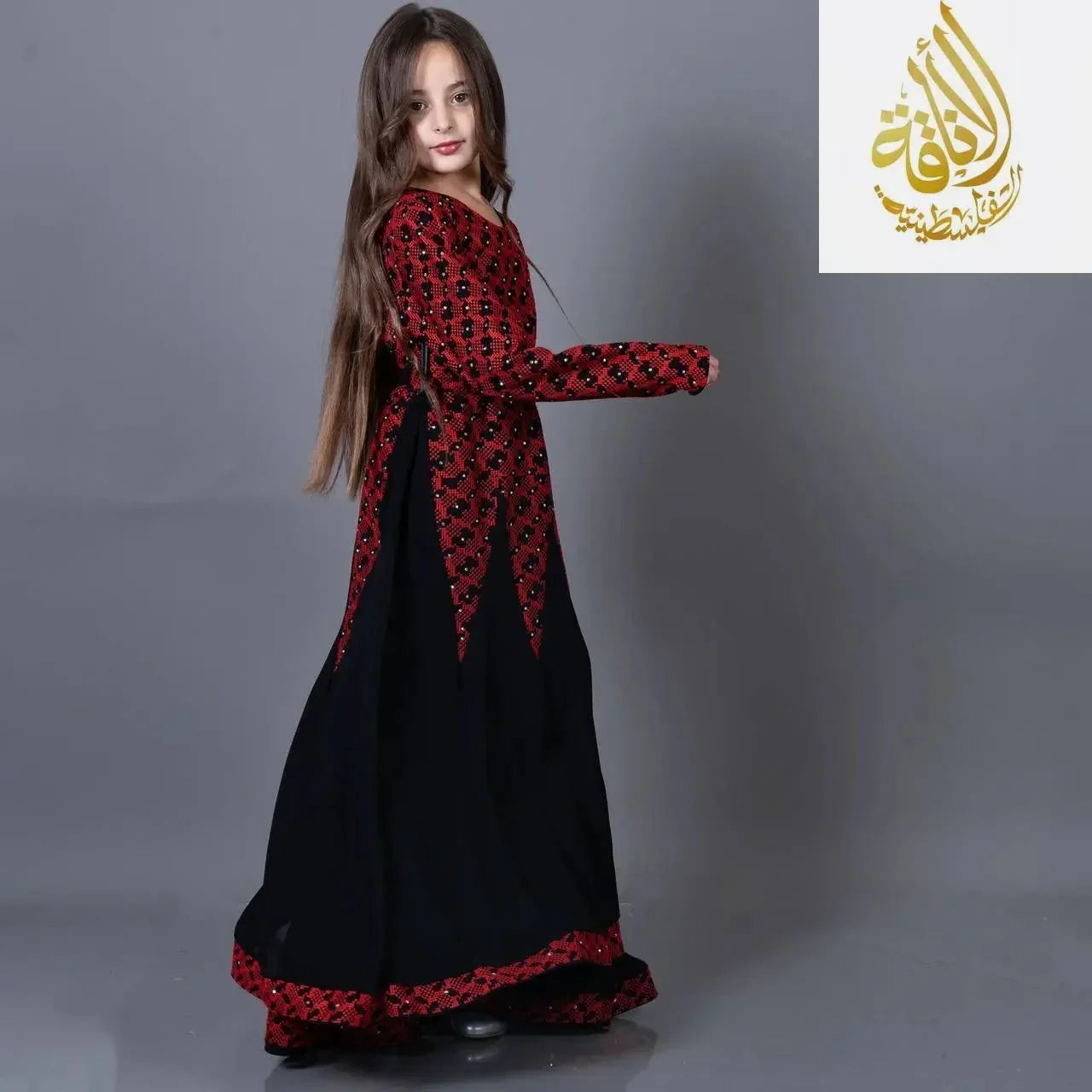 Elegant Embroidered Girls Dress: Timeless Craftsmanship Palestinian Elegance