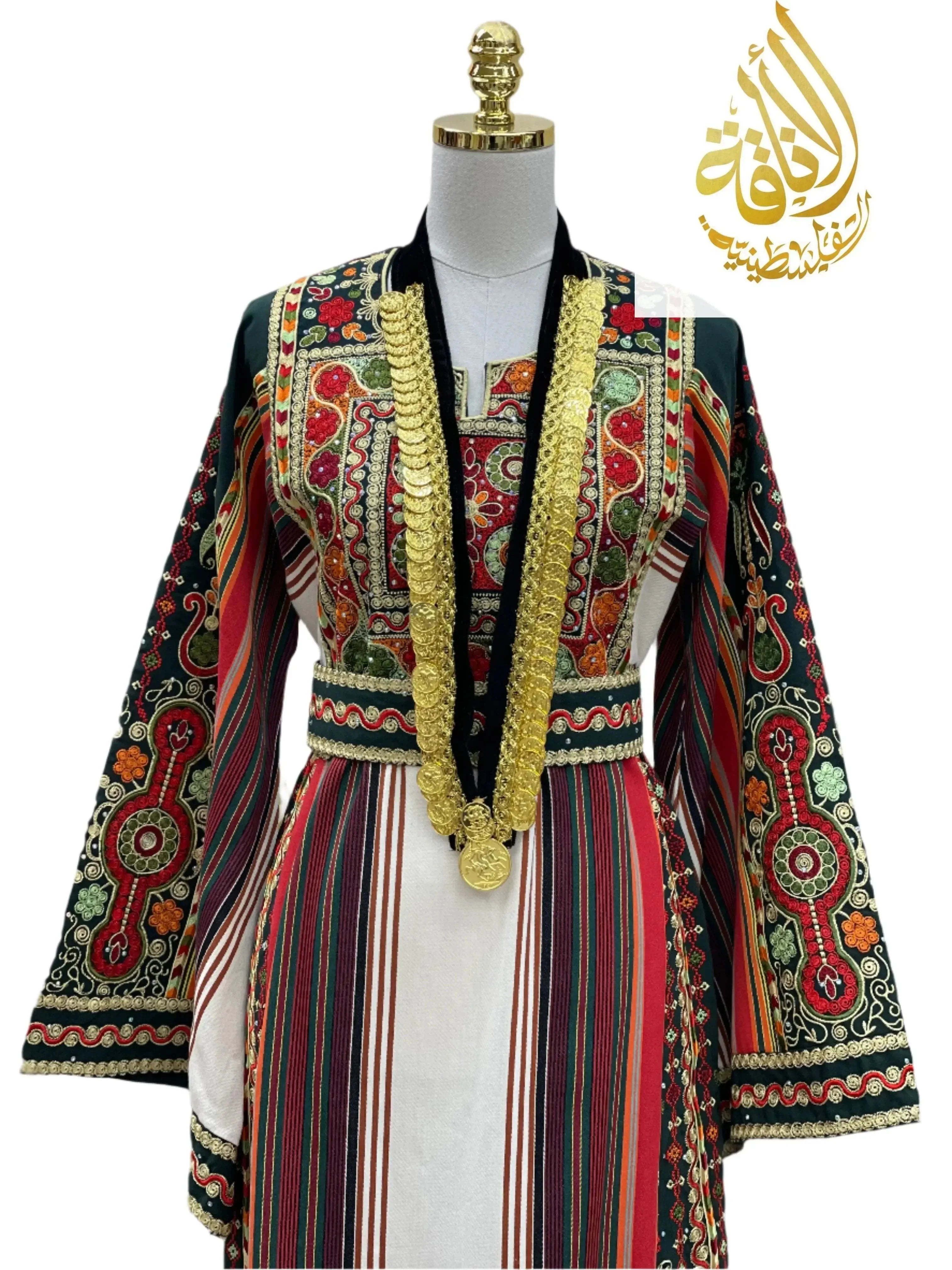 Elegant Faux Lira Set - Velvet with 24K Gold & Silver-Look Stitching Palestinian Elegance