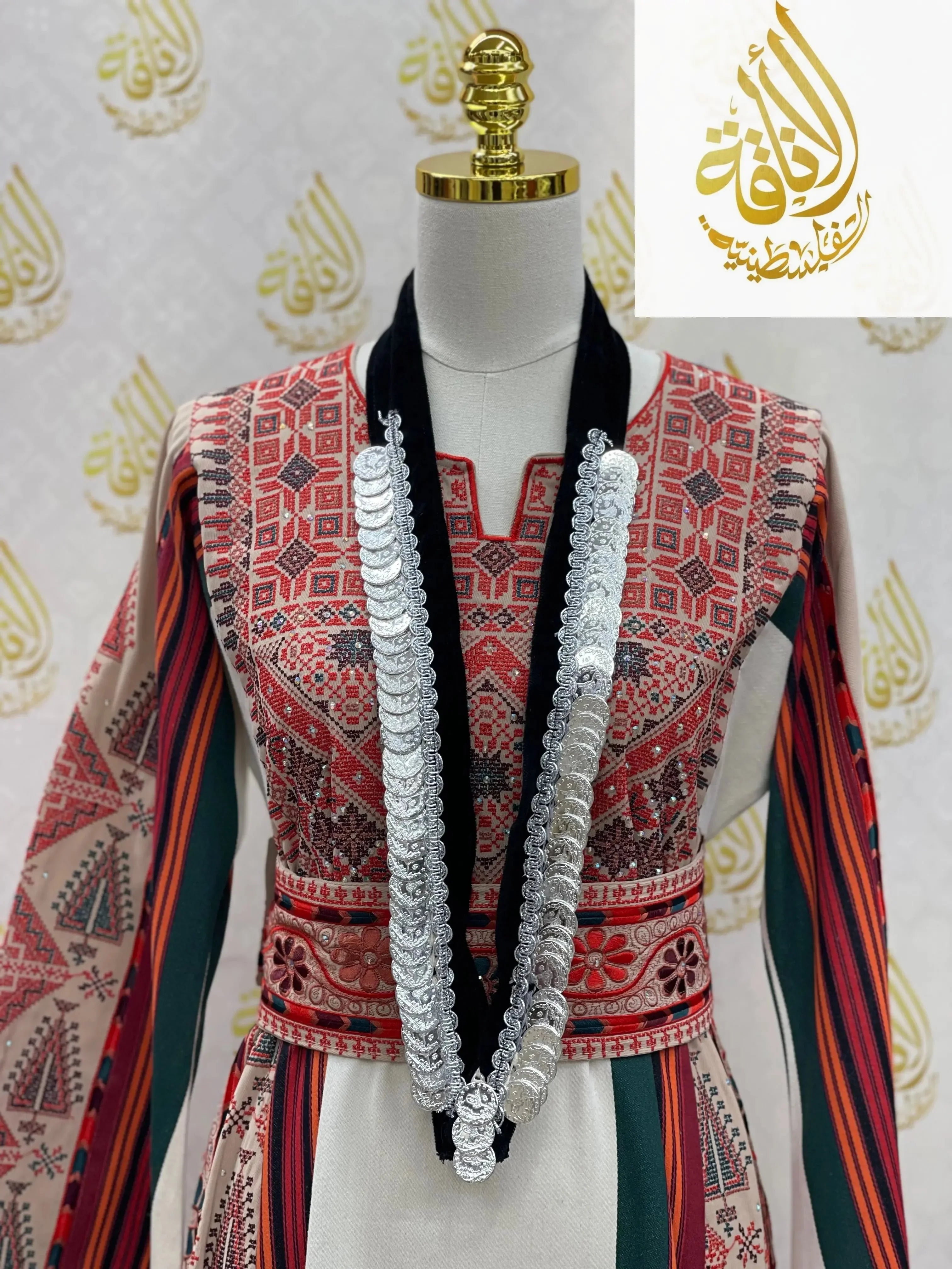 Elegant Faux Lira Set - Velvet with 24K Gold & Silver-Look Stitching Palestinian Elegance