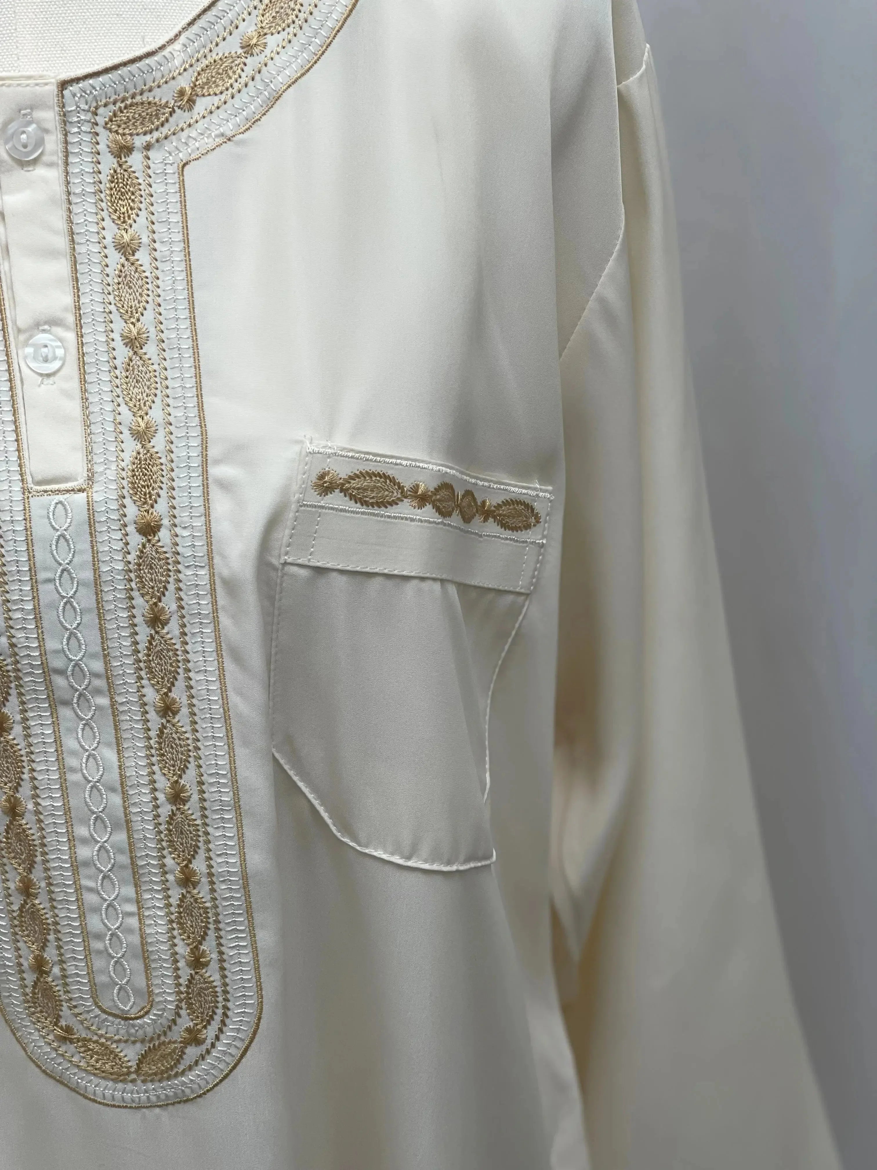 Elegant Multi-Color Thobes with Gold Embroidery - Palestinian Elegance