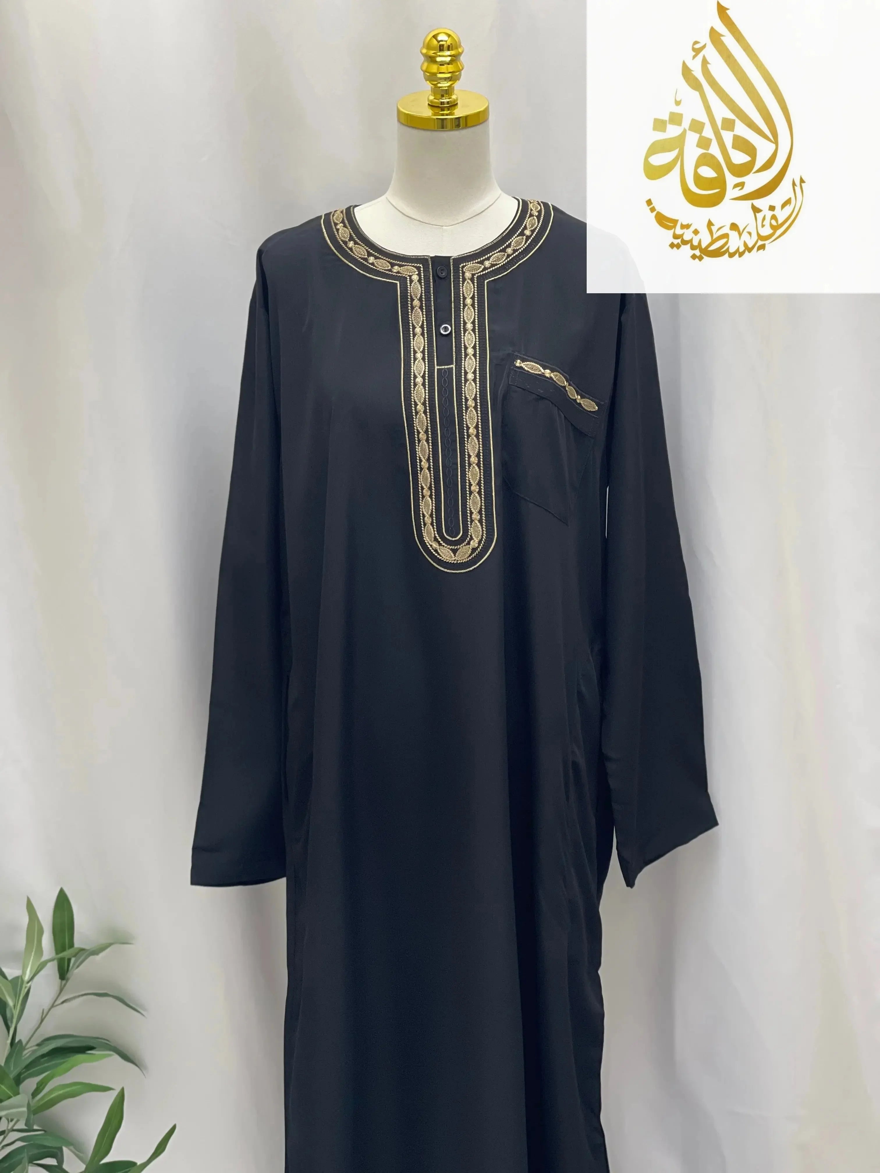 Elegant Multi-Color Thobes with Gold Embroidery - Palestinian Elegance