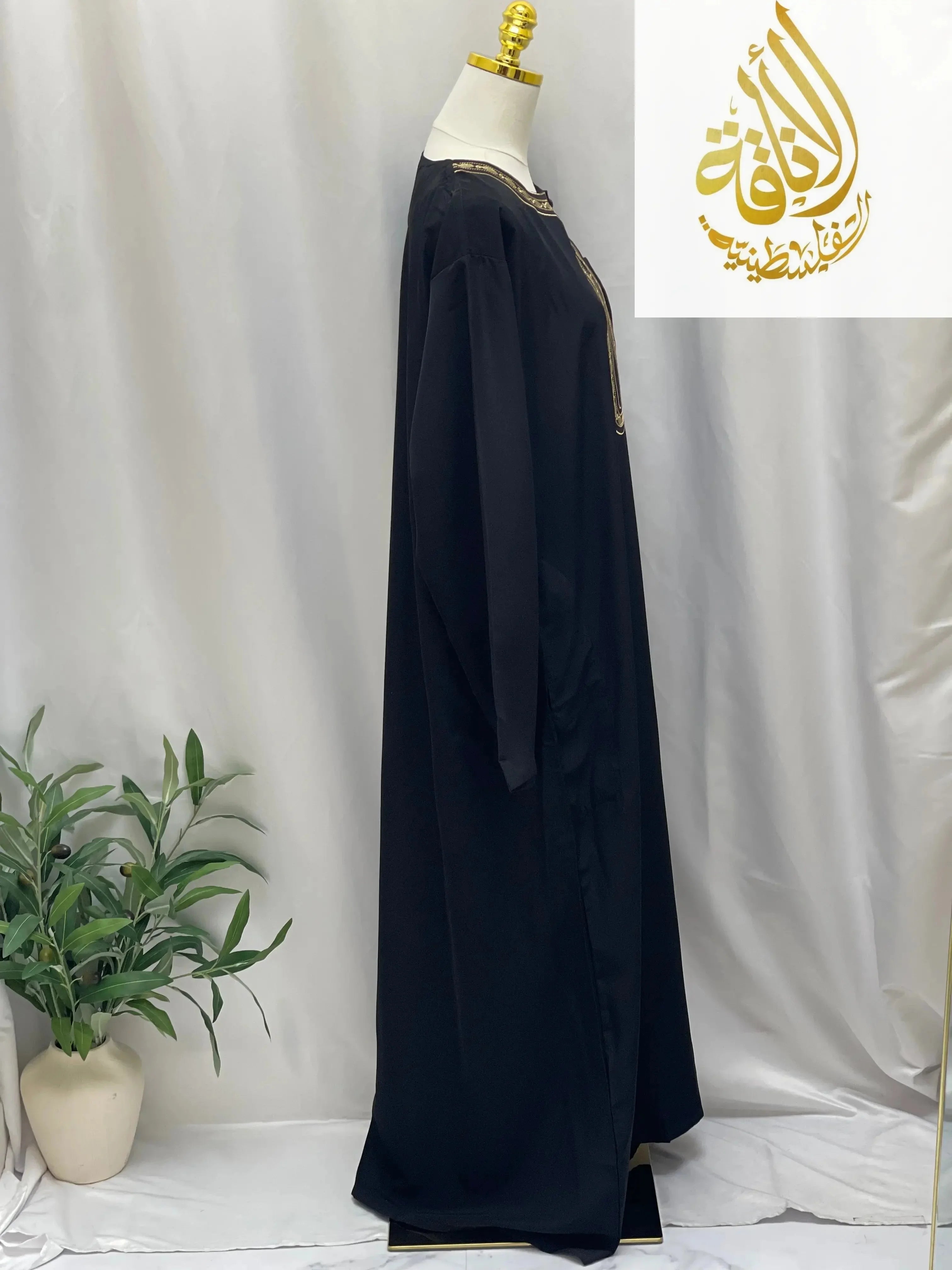 Elegant Multi-Color Thobes with Gold Embroidery - Palestinian Elegance