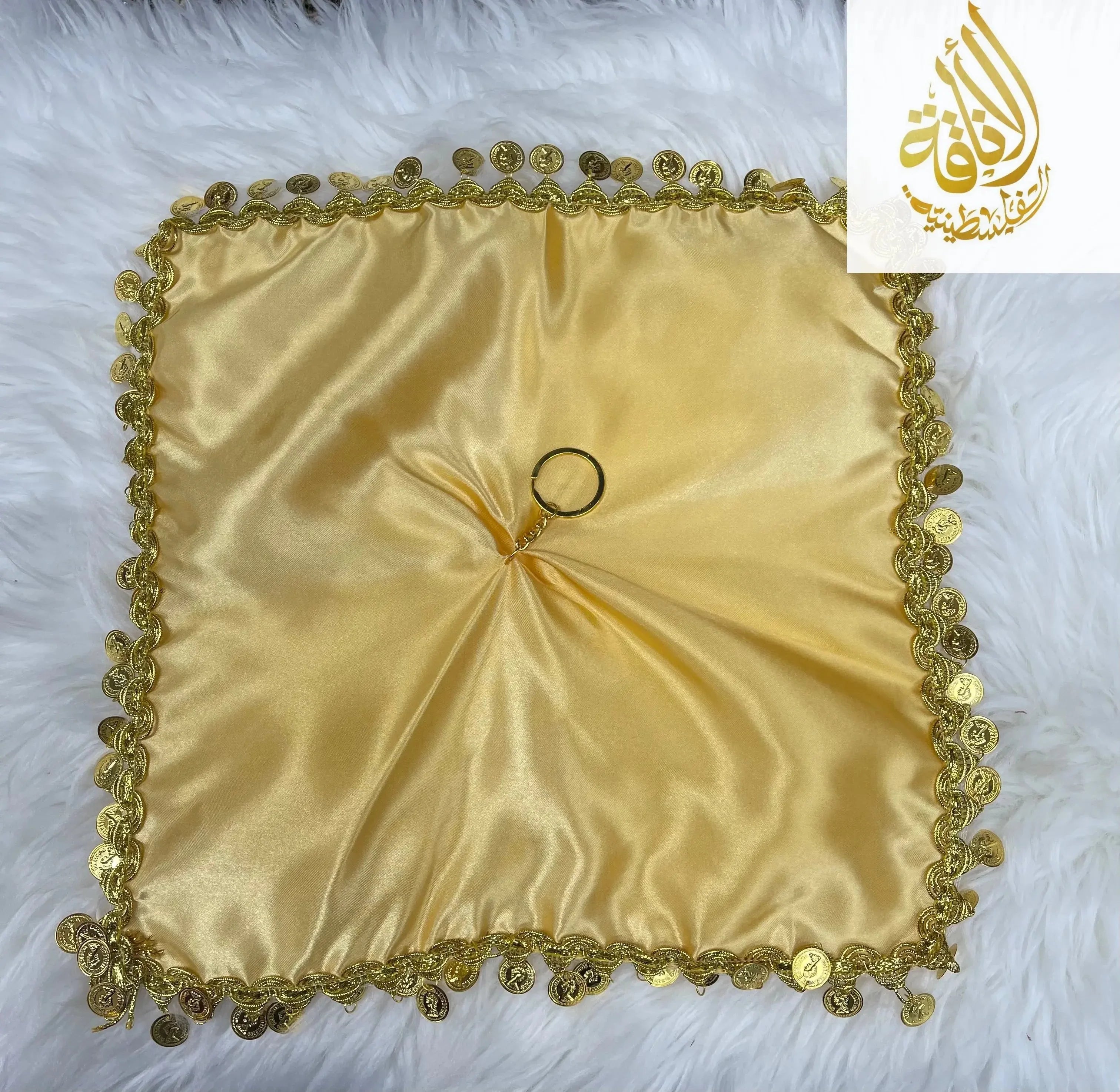 Elegant Satin Mandil Featuring Lerat Dancing Design - Perfect for Cultural Celebrations Palestinian Elegance