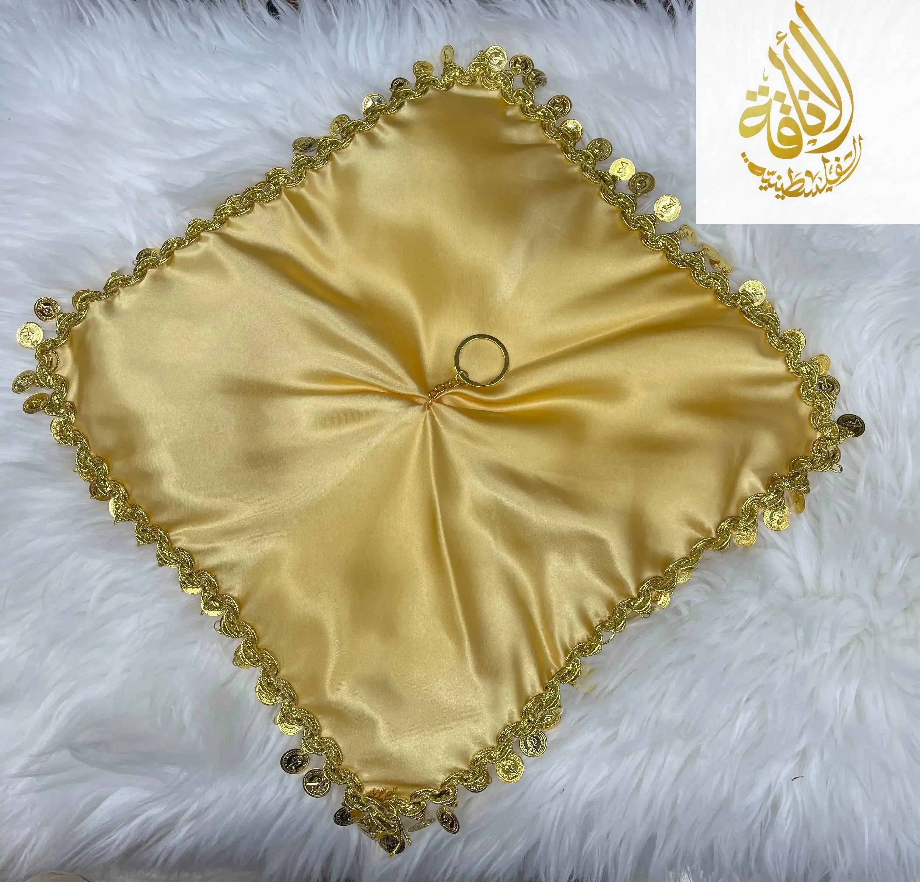 Elegant Satin Mandil Featuring Lerat Dancing Design - Perfect for Cultural Celebrations Palestinian Elegance