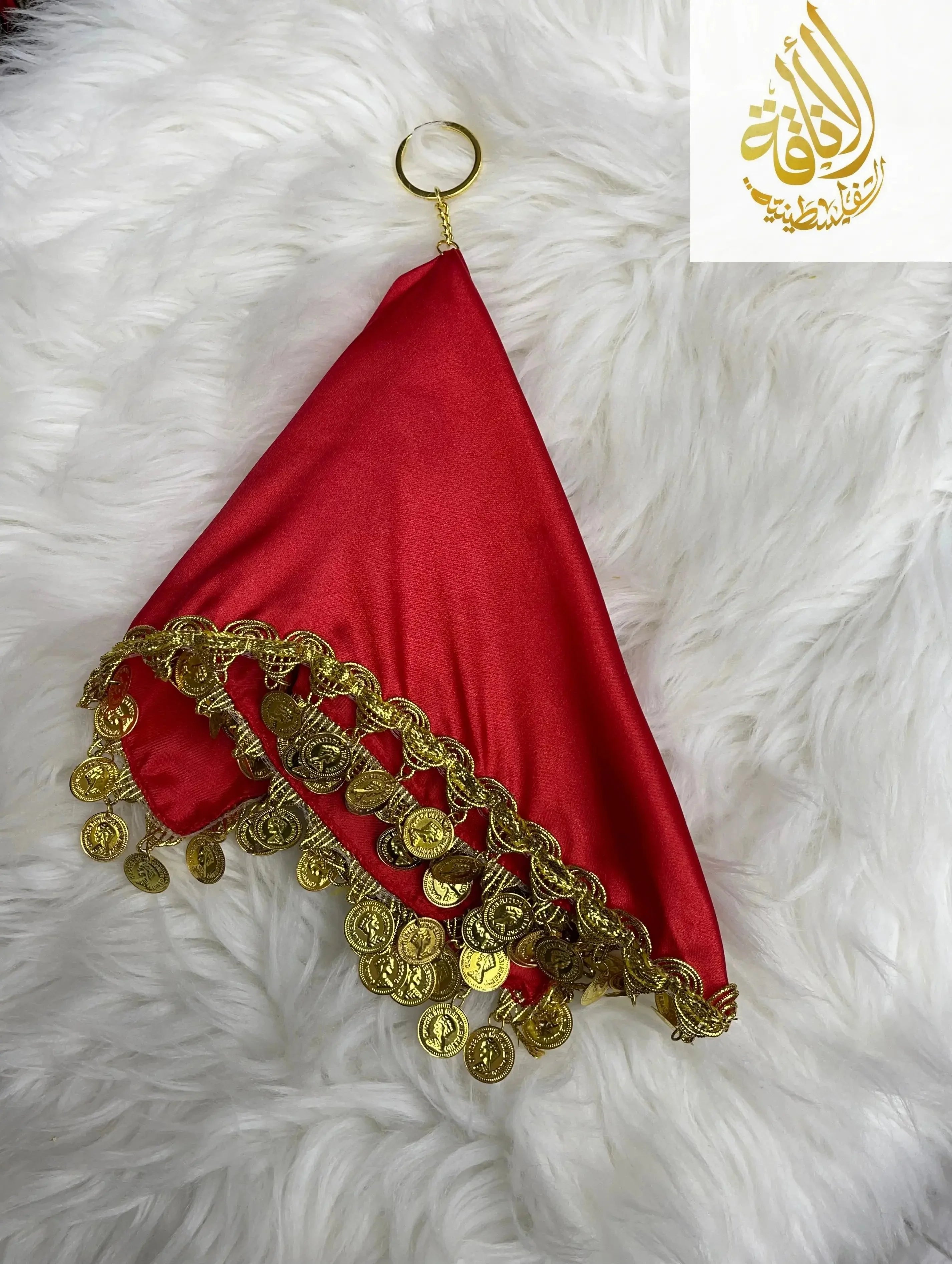 Elegant Satin Mandil Featuring Lerat Dancing Design - Perfect for Cultural Celebrations Palestinian Elegance