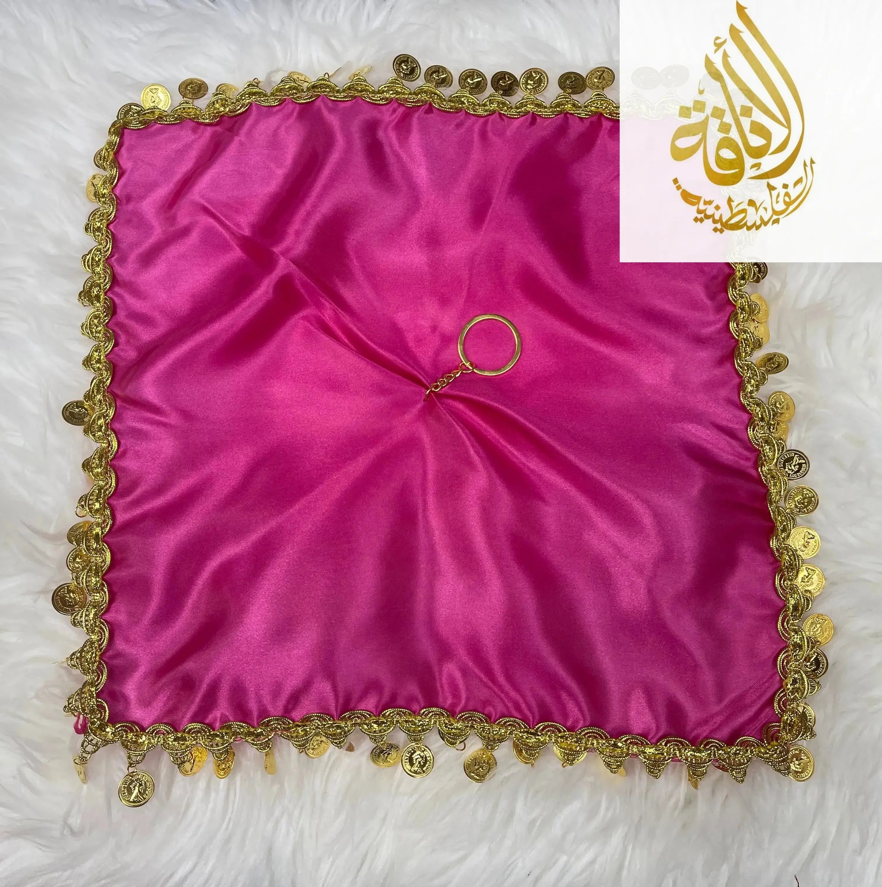 Elegant Satin Mandil Featuring Lerat Dancing Design - Perfect for Cultural Celebrations Palestinian Elegance
