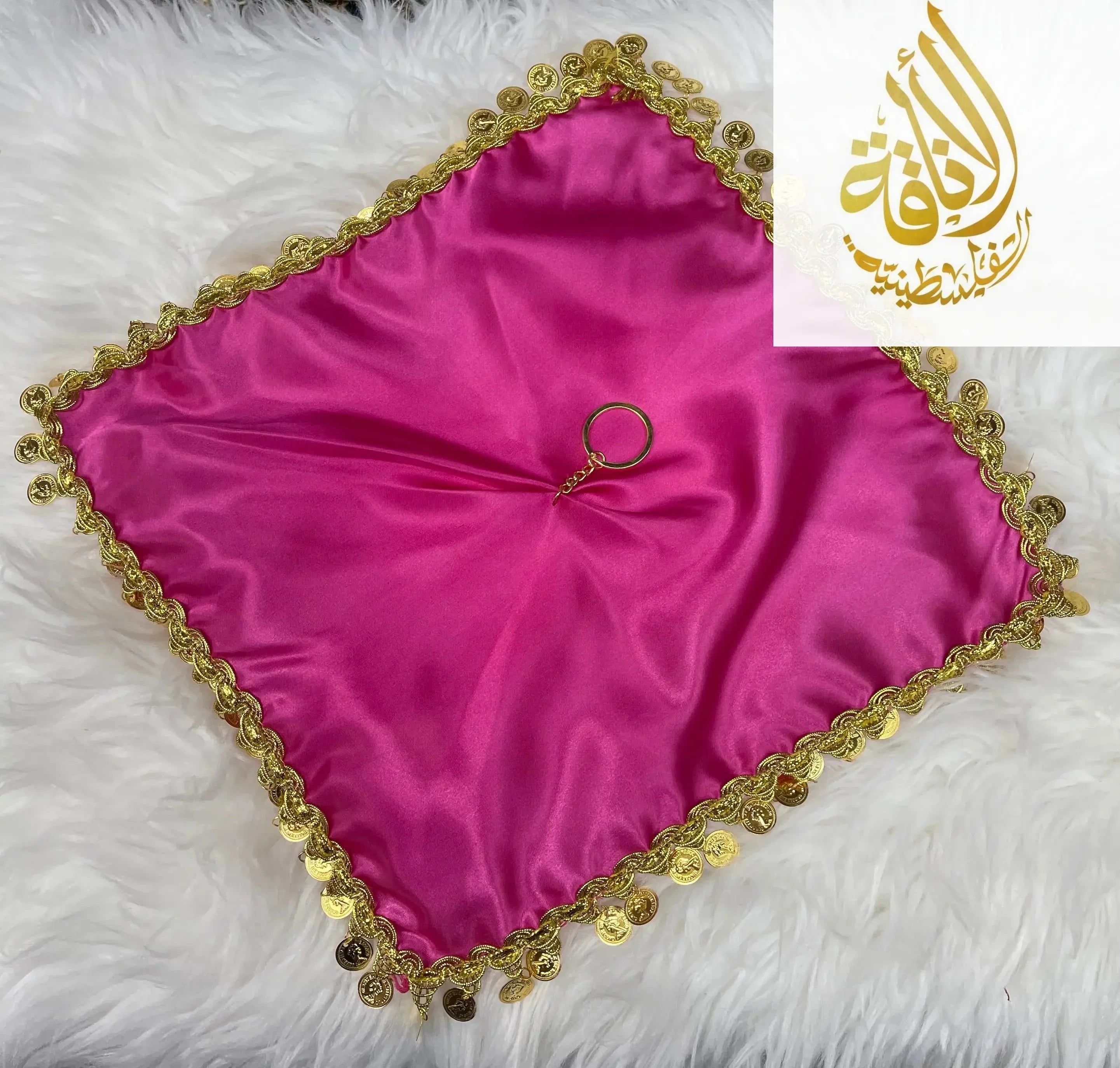 Elegant Satin Mandil Featuring Lerat Dancing Design - Perfect for Cultural Celebrations Palestinian Elegance