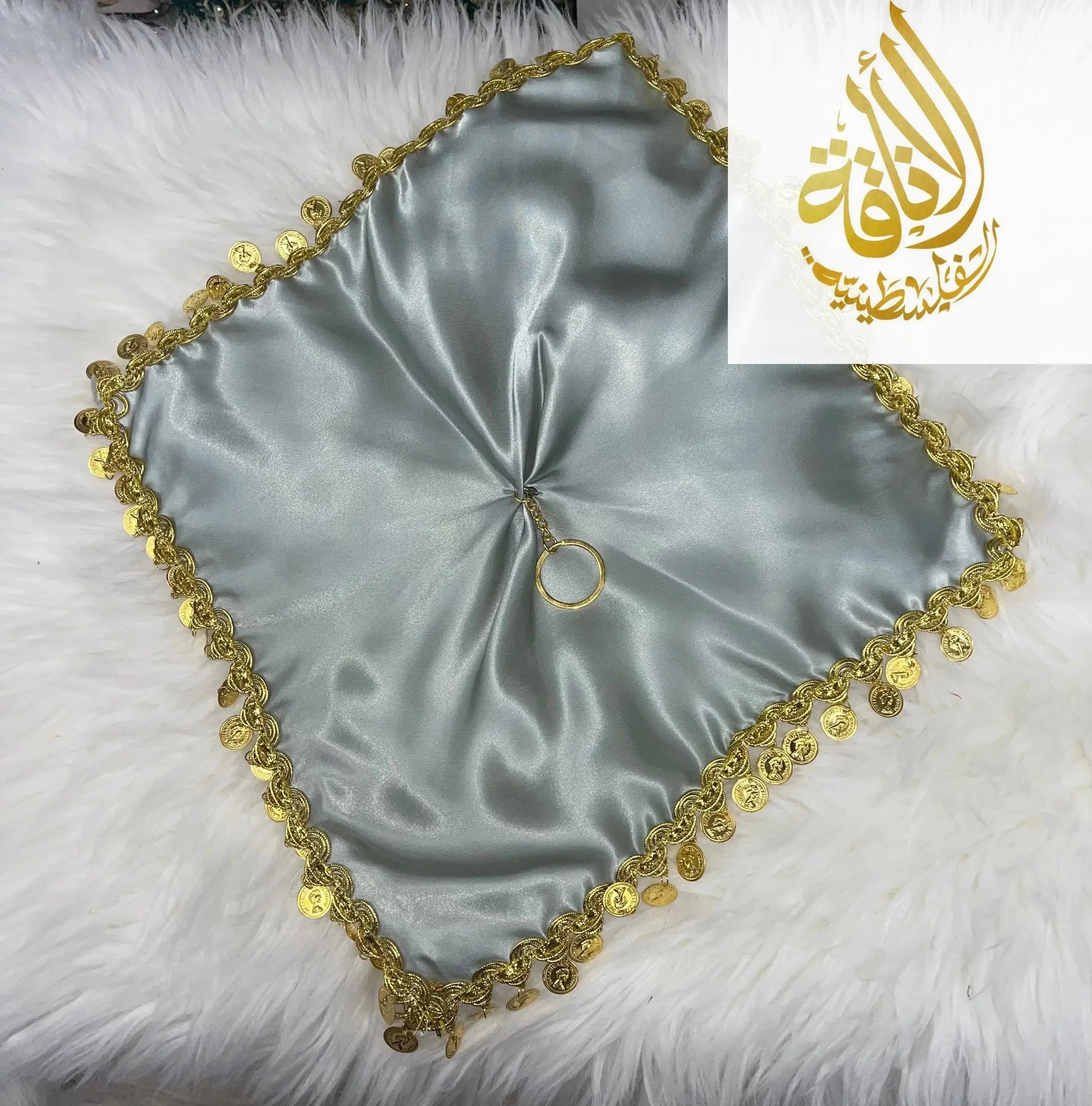 Elegant Satin Mandil Featuring Lerat Dancing Design - Perfect for Cultural Celebrations Palestinian Elegance