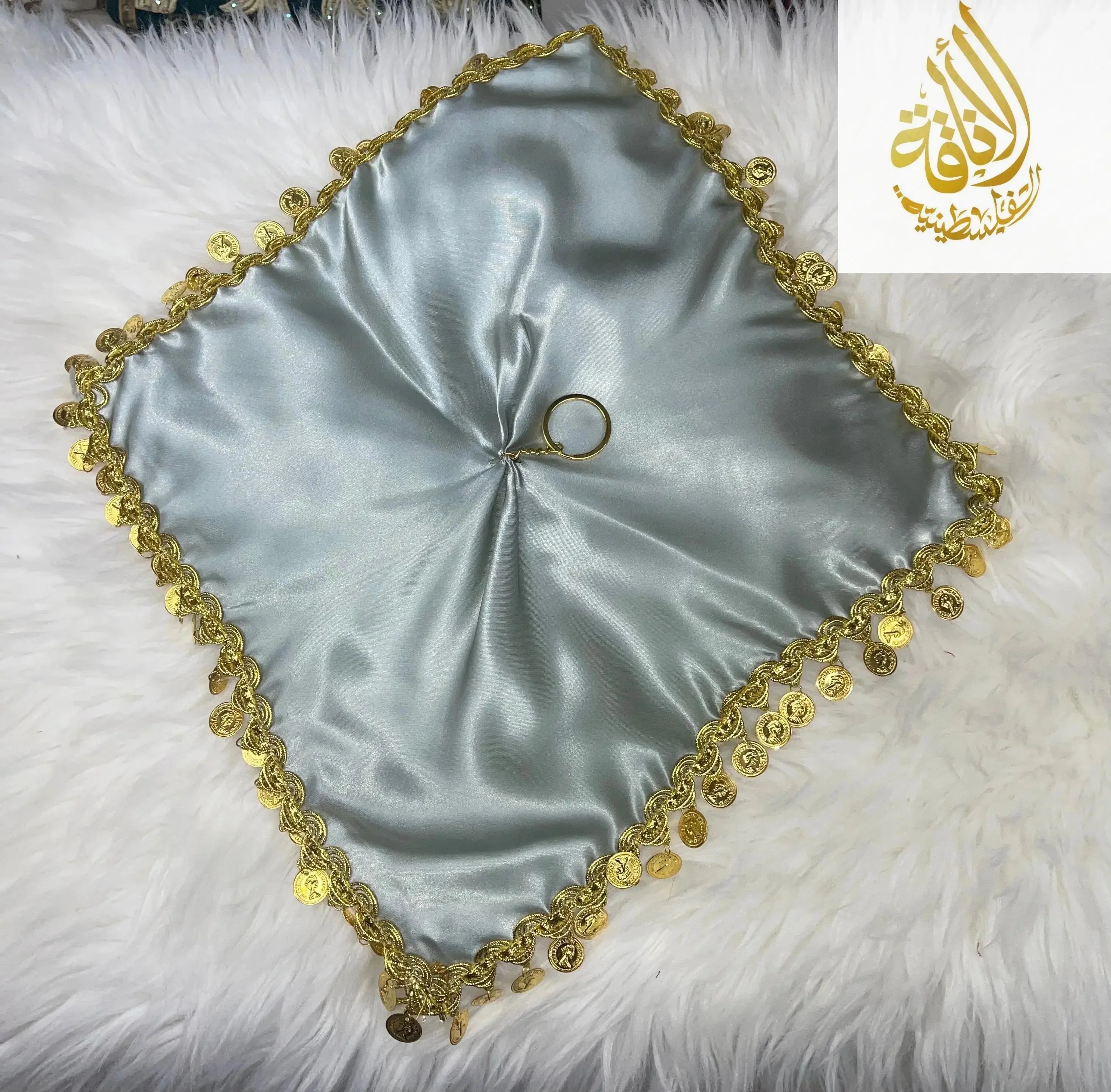 Elegant Satin Mandil Featuring Lerat Dancing Design - Perfect for Cultural Celebrations Palestinian Elegance