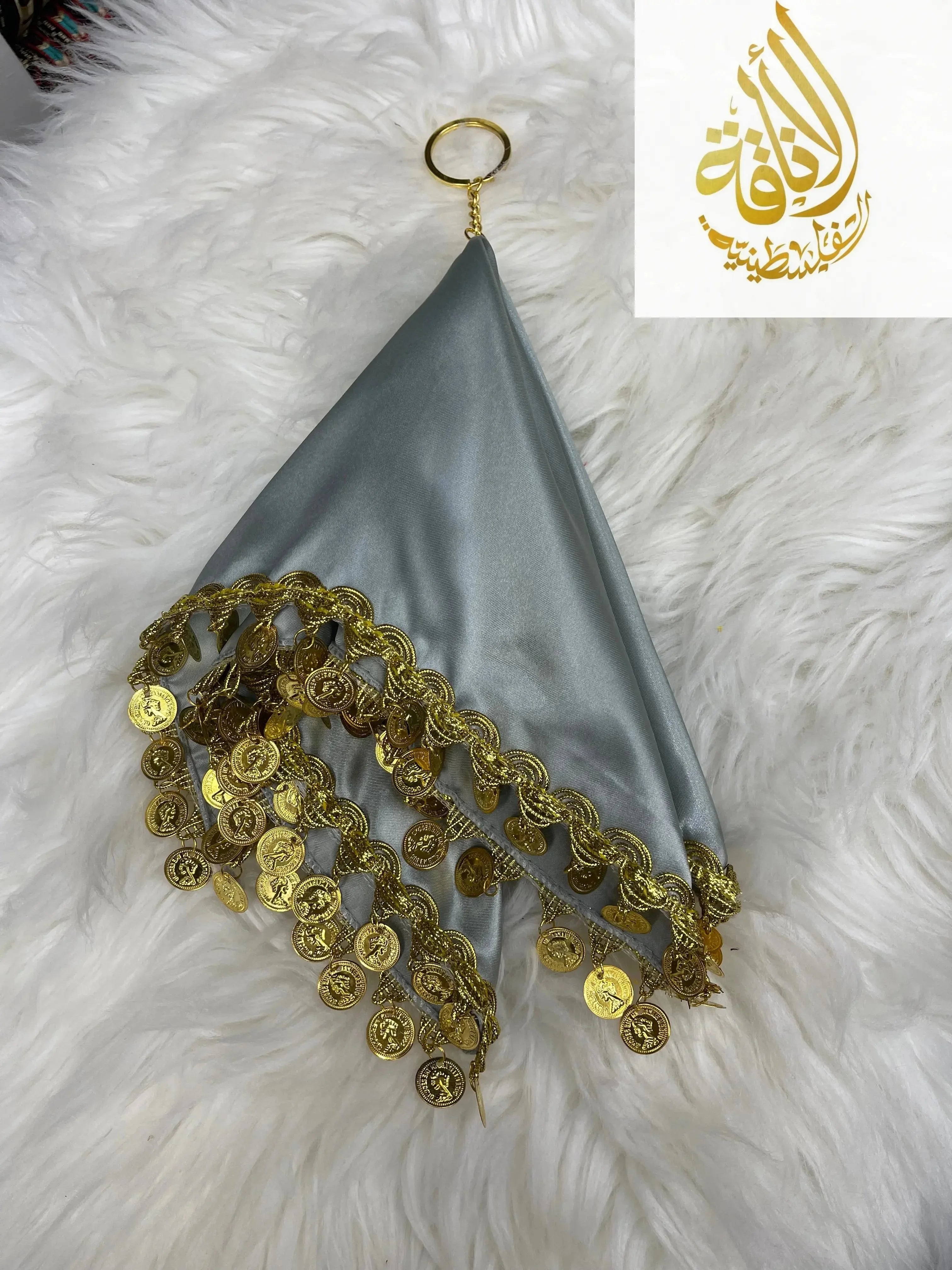 Elegant Satin Mandil Featuring Lerat Dancing Design - Perfect for Cultural Celebrations Palestinian Elegance