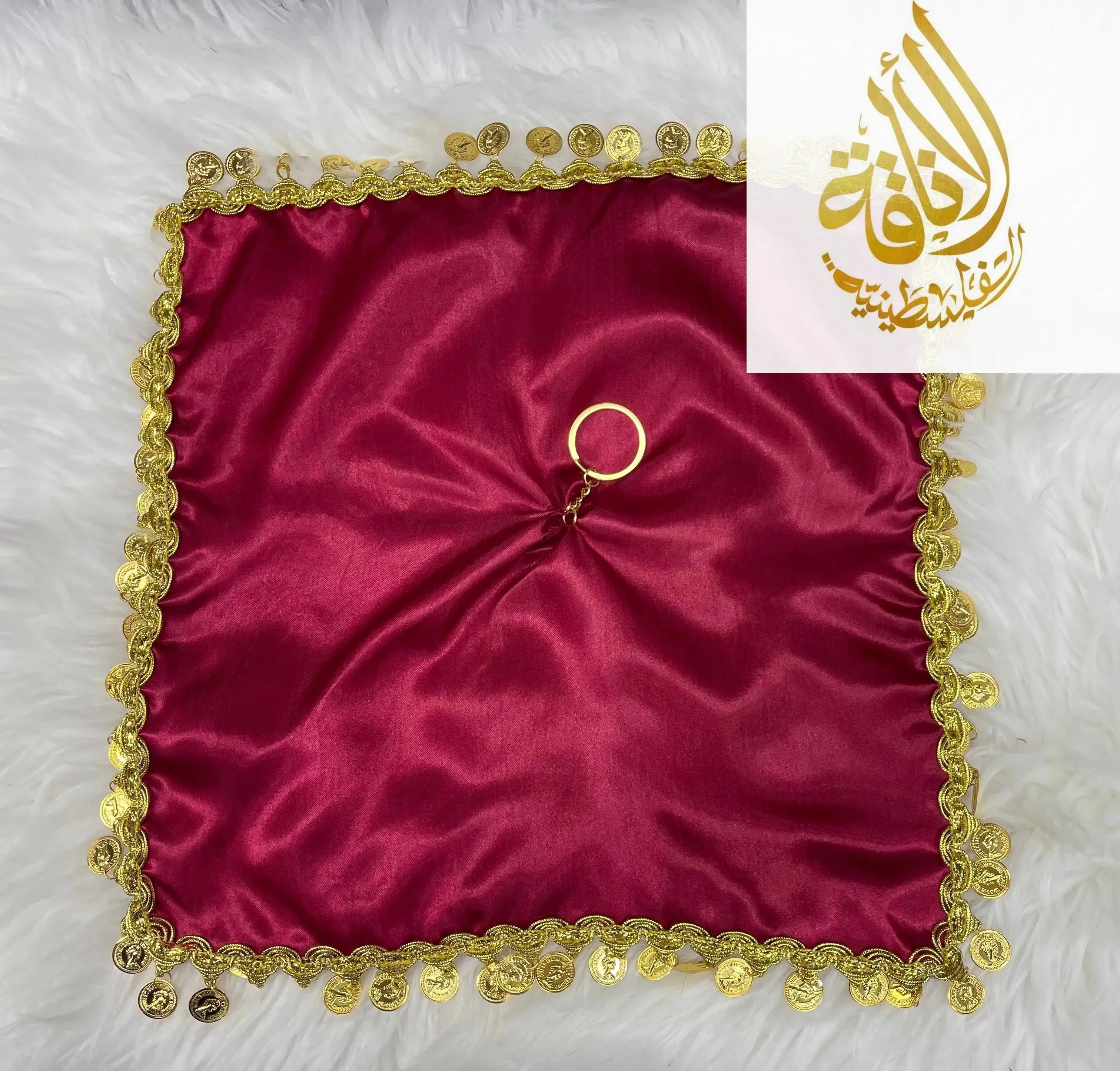 Elegant Satin Mandil Featuring Lerat Dancing Design - Perfect for Cultural Celebrations Palestinian Elegance