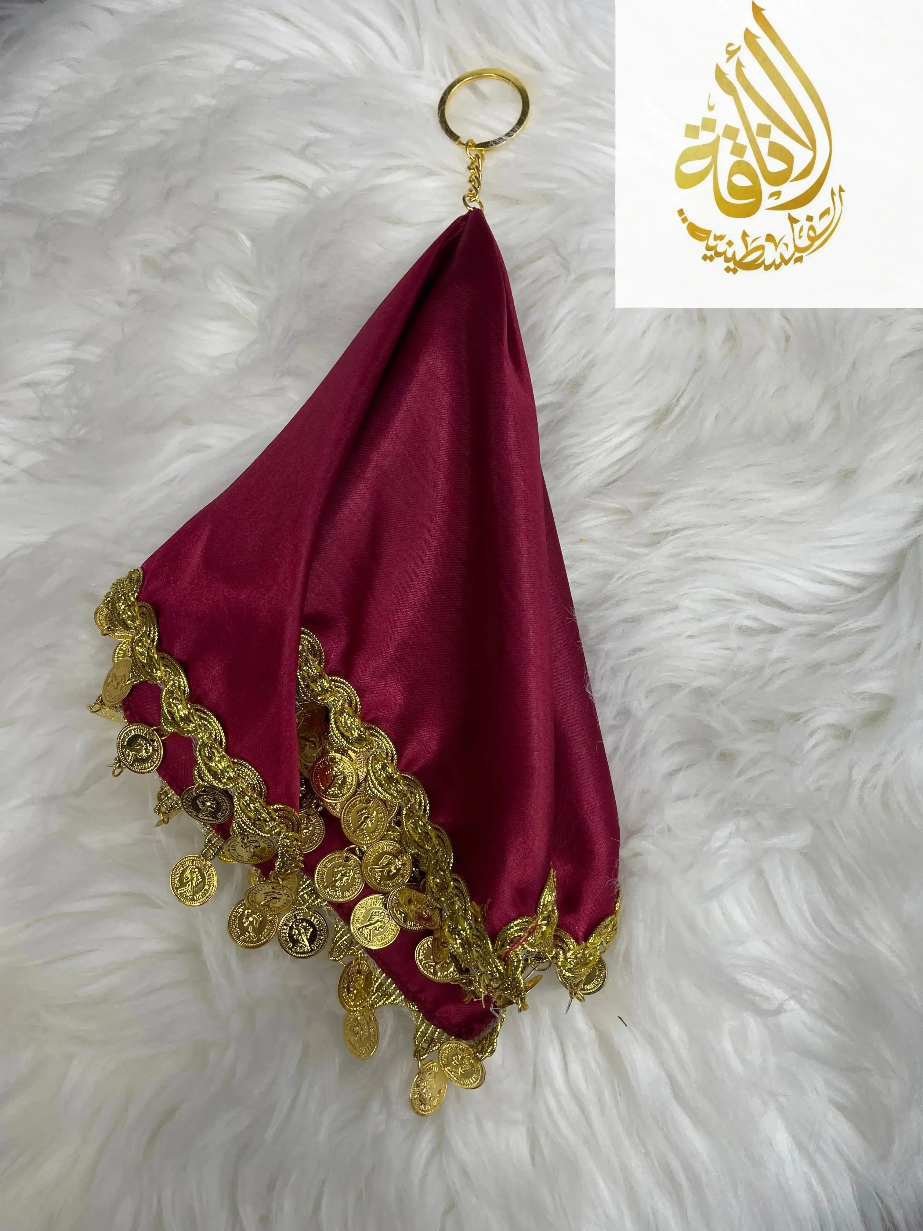 Elegant Satin Mandil Featuring Lerat Dancing Design - Perfect for Cultural Celebrations Palestinian Elegance