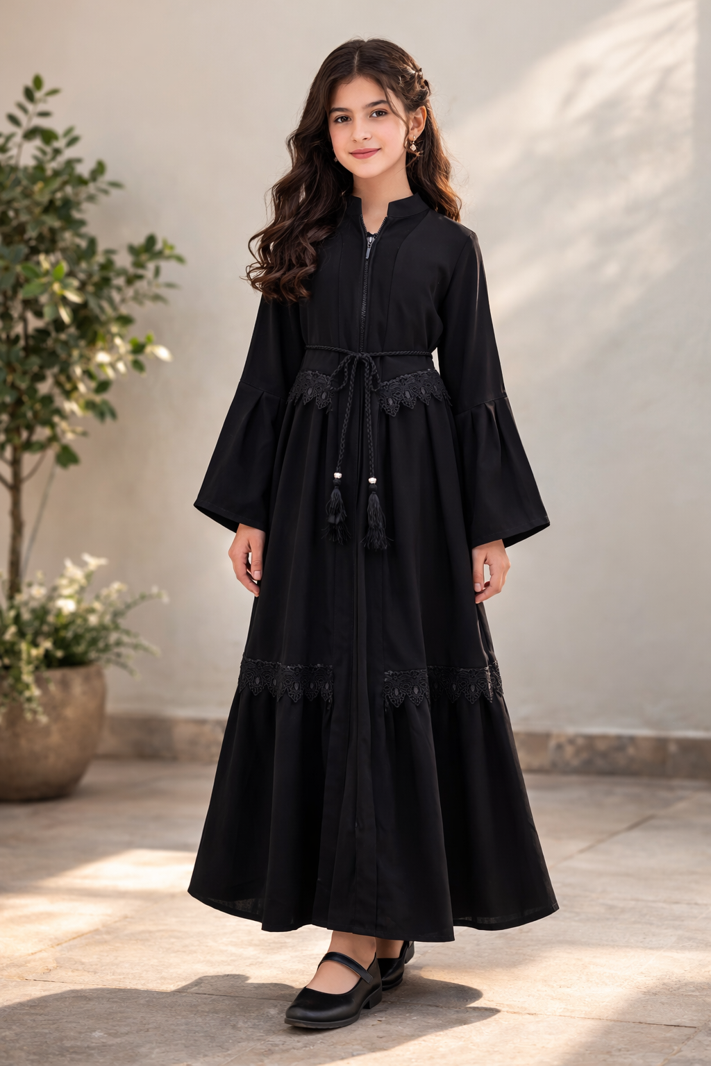 green emerald velvet dress Elegant Girls Black Abaya: Comfort & Modesty with Flowy Design