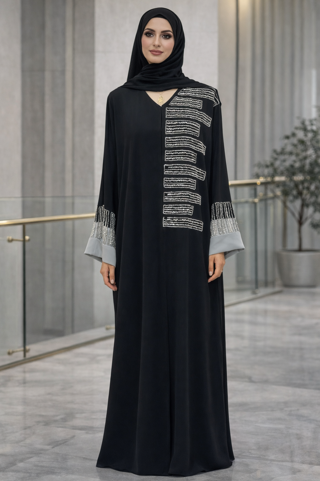Fancy Beads Dubai Abaya: The Relaxed Fit Lets You Move with Comfort
