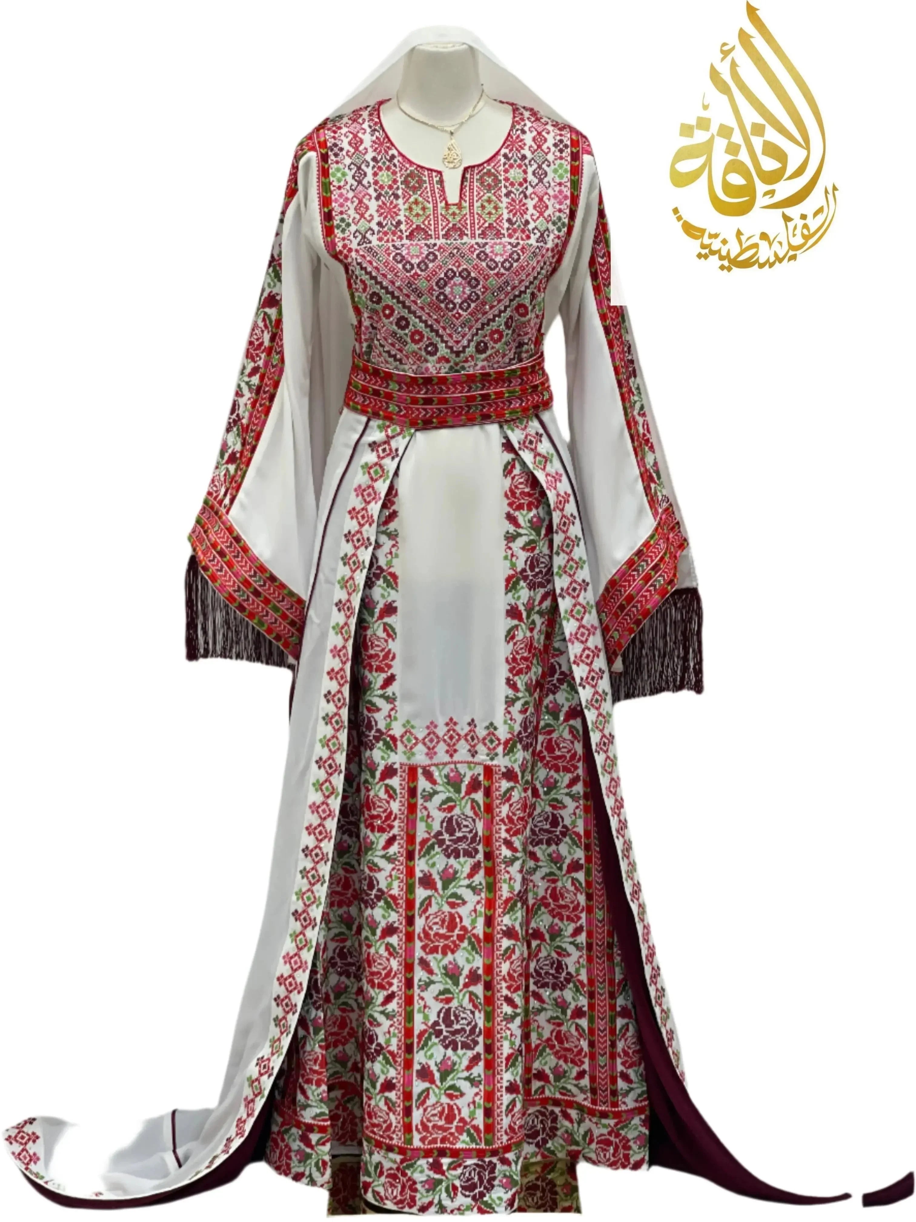 Embroidered Floral Bridal Thoub - Elegance for Your Special Day - Palestinian Elegance