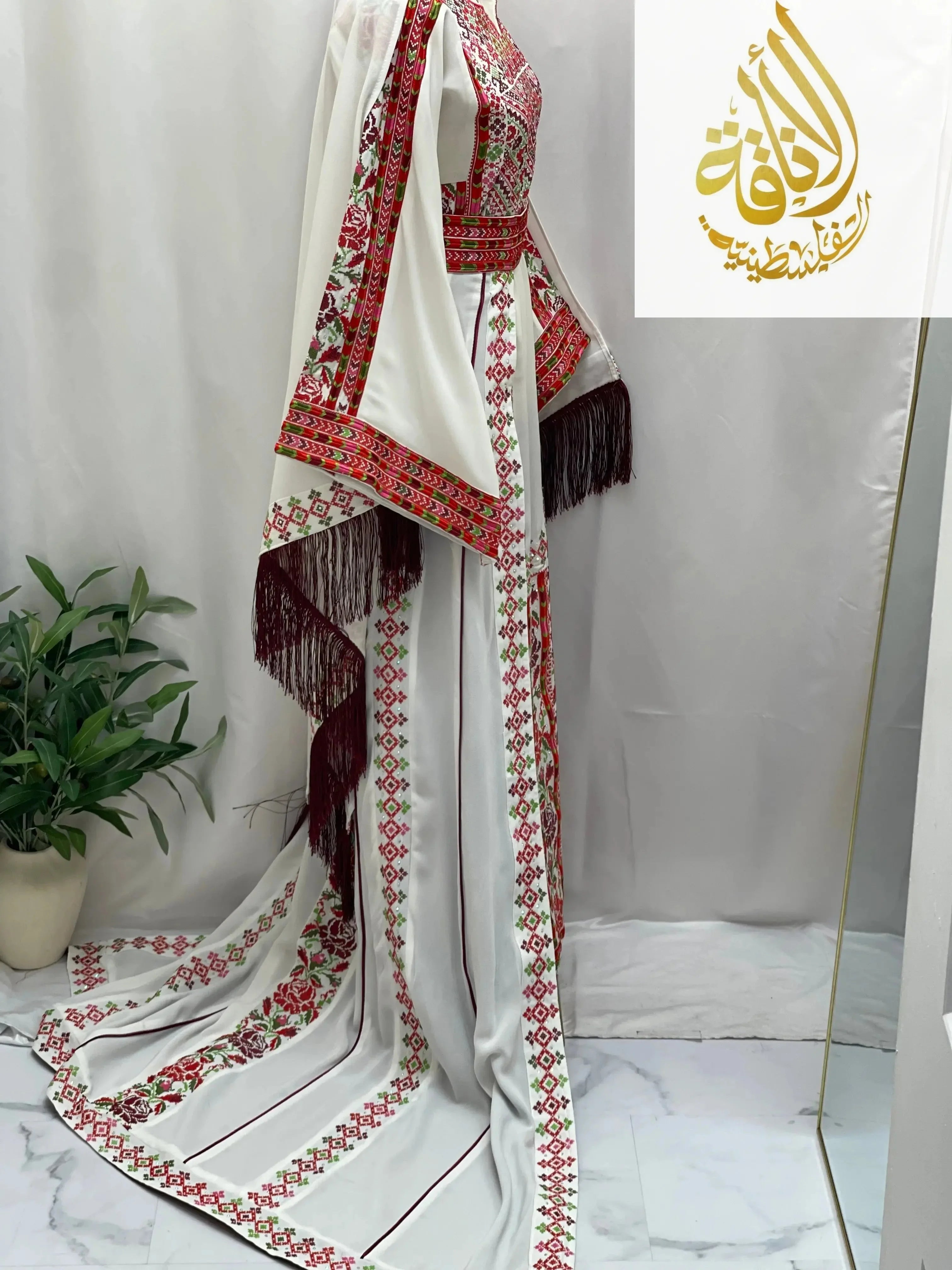 Embroidered Floral Bridal Thoub - Elegance for Your Special Day - Palestinian Elegance