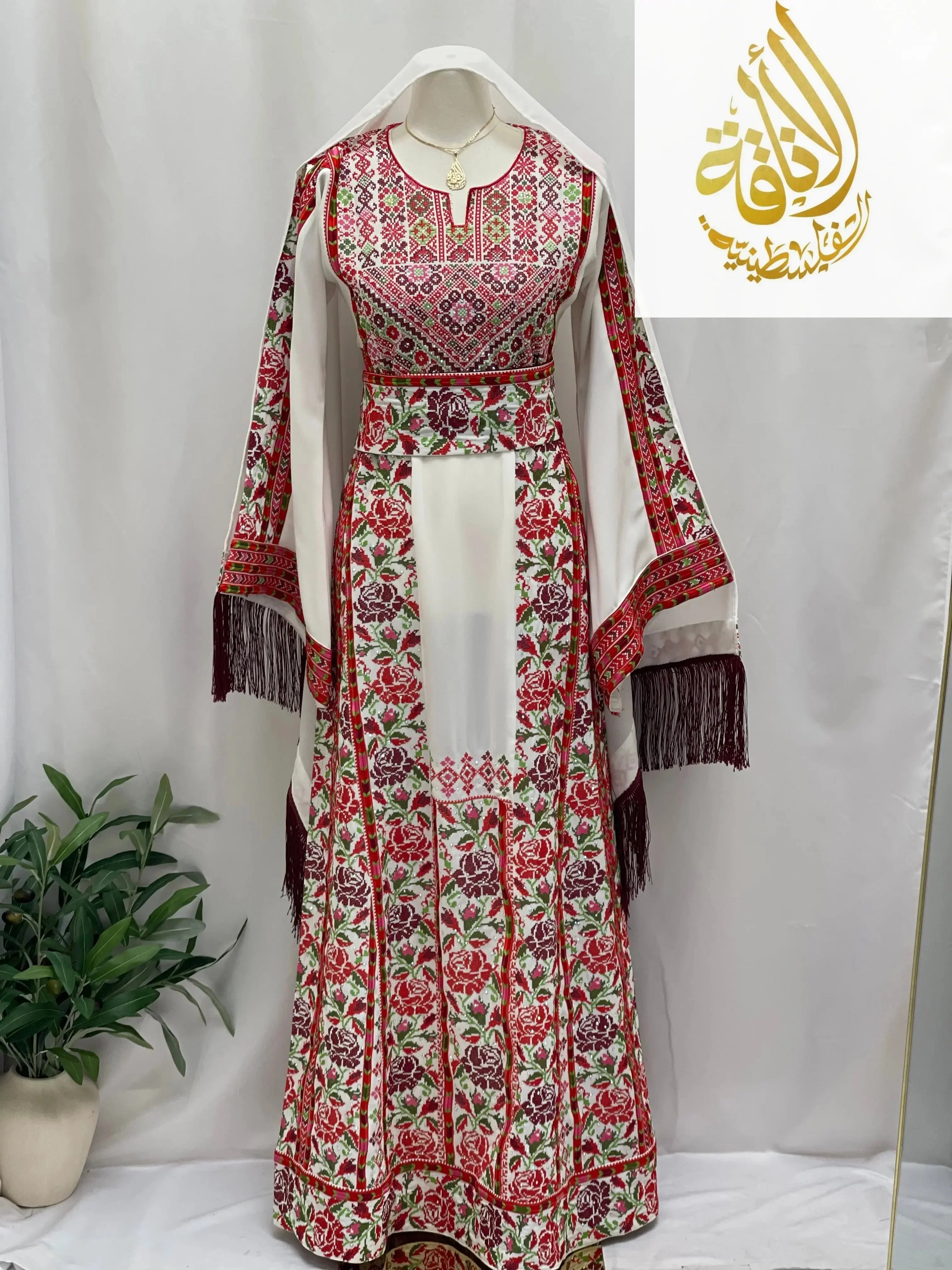 Embroidered Floral Bridal Thoub - Elegance for Your Special Day - Palestinian Elegance