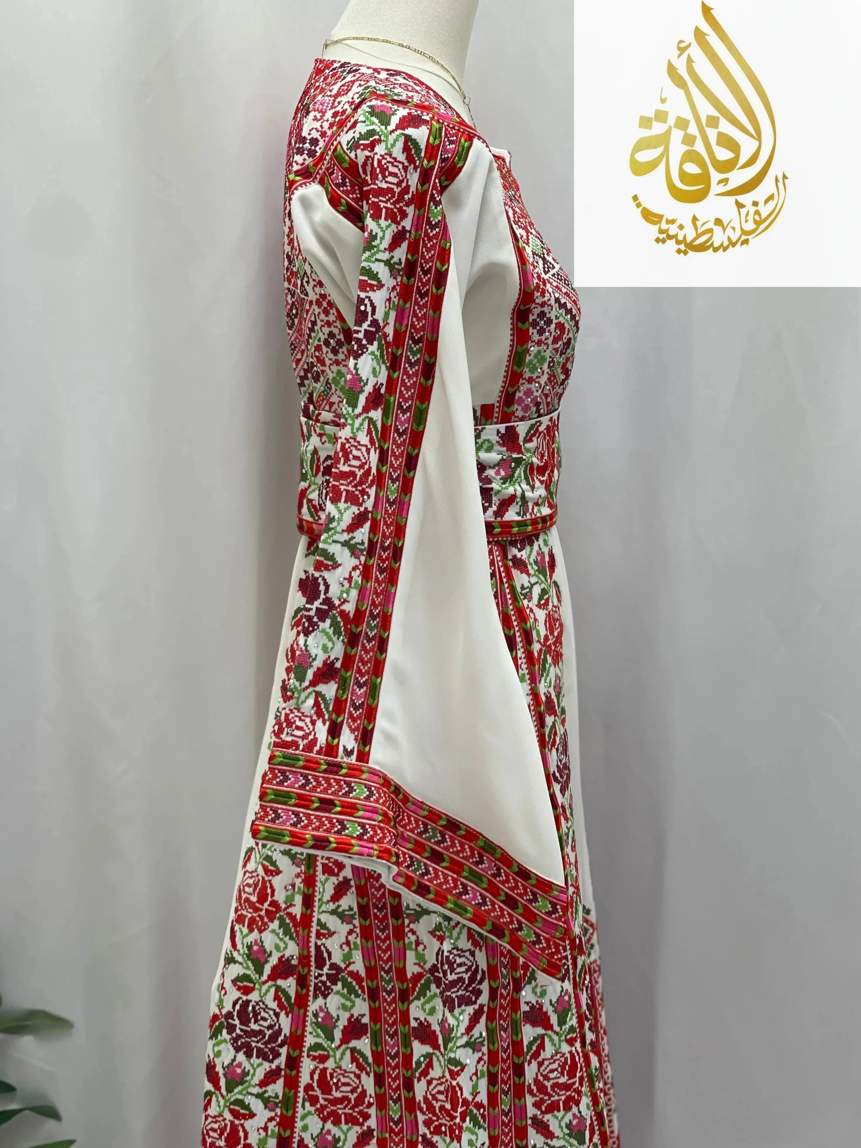 Embroidered Floral Bridal Thoub - Elegance for Your Special Day - Palestinian Elegance