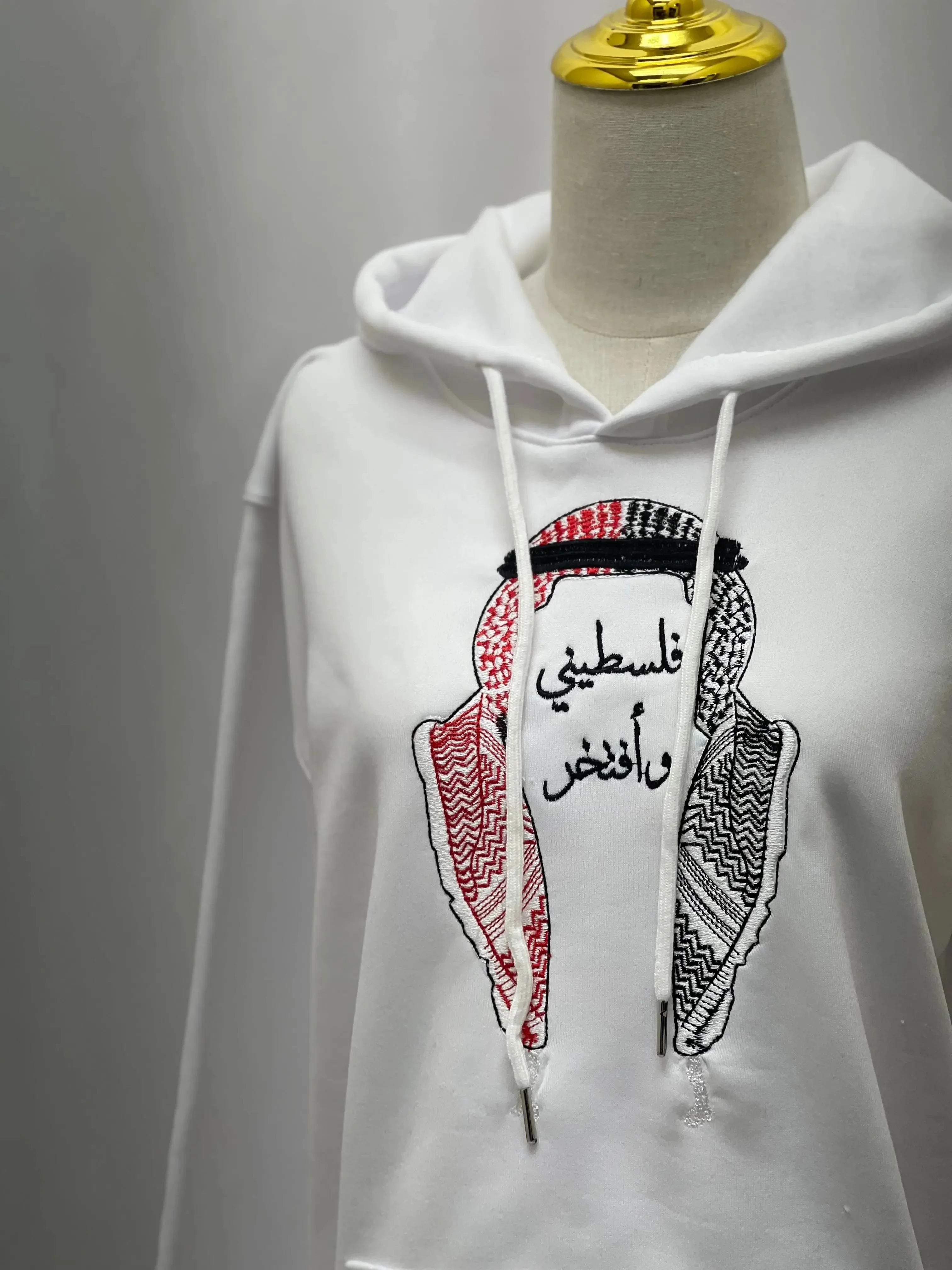 Embroidered Full Shmagh Hoodie - Palestinian Pride Apparel Palestinian Elegance