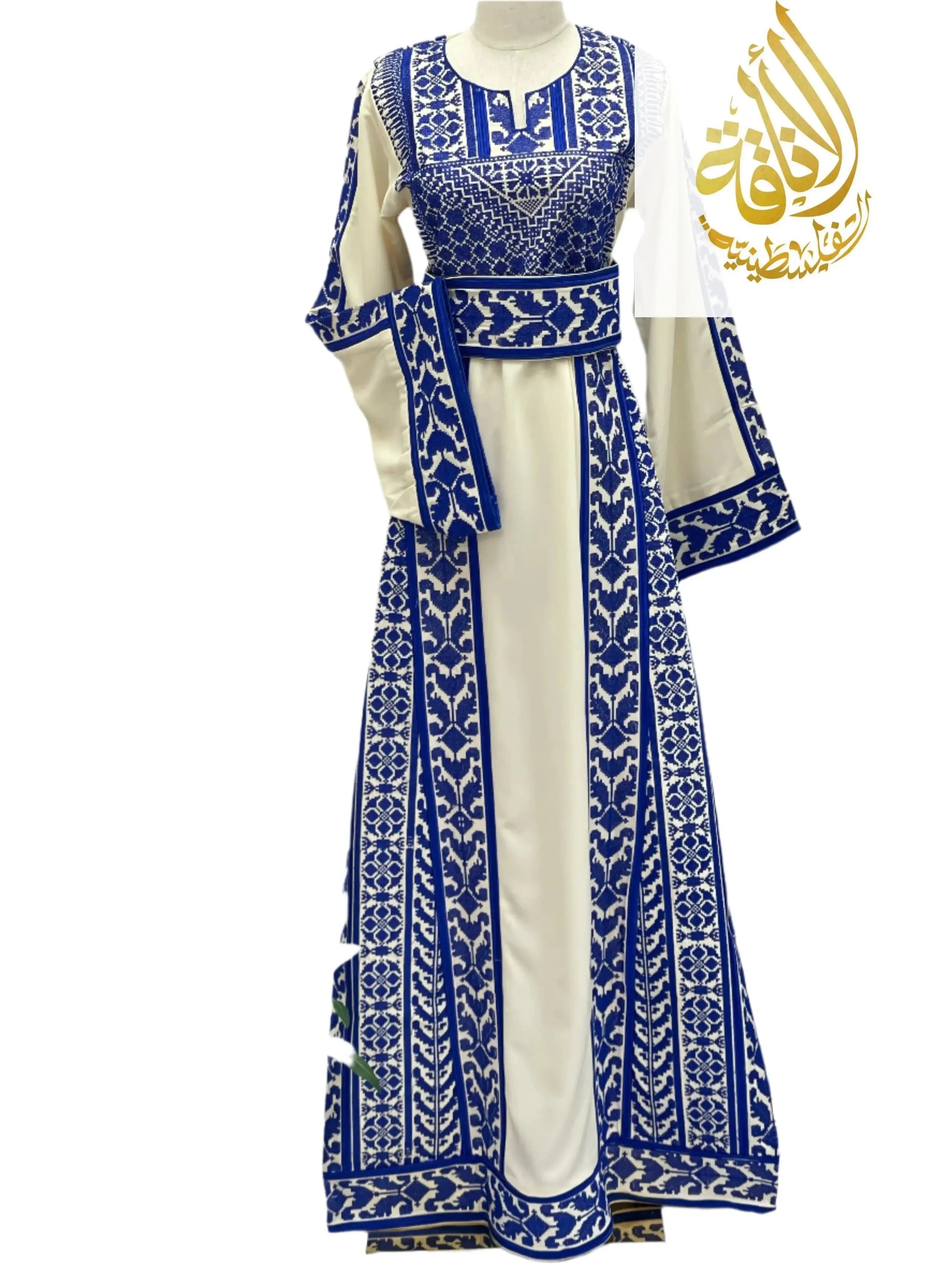 Embroidered Ivory-Royal Thoub: Luxurious Elegance & Unique Charm Palestinian Elegance