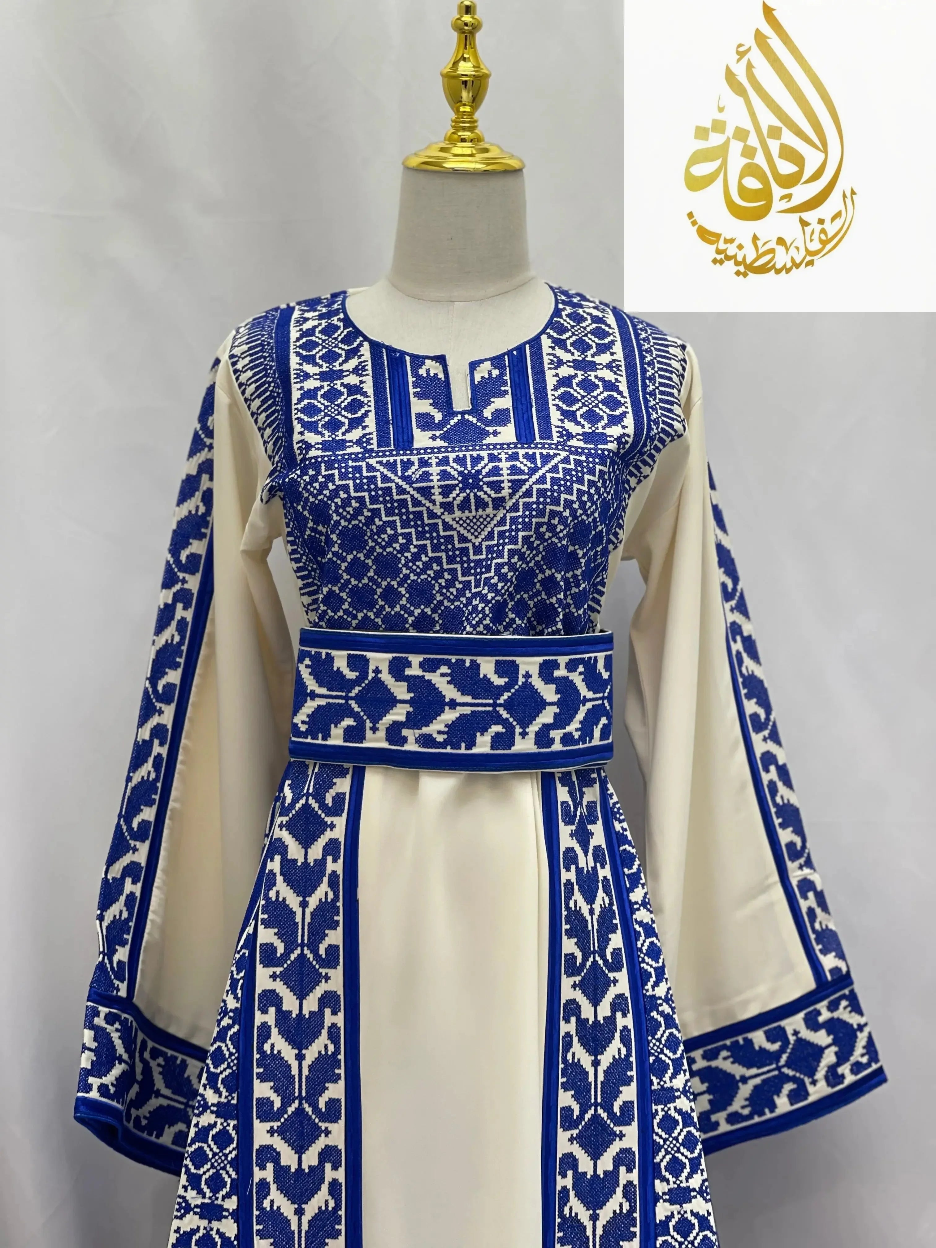 Embroidered Ivory-Royal Thoub: Luxurious Elegance & Unique Charm Palestinian Elegance