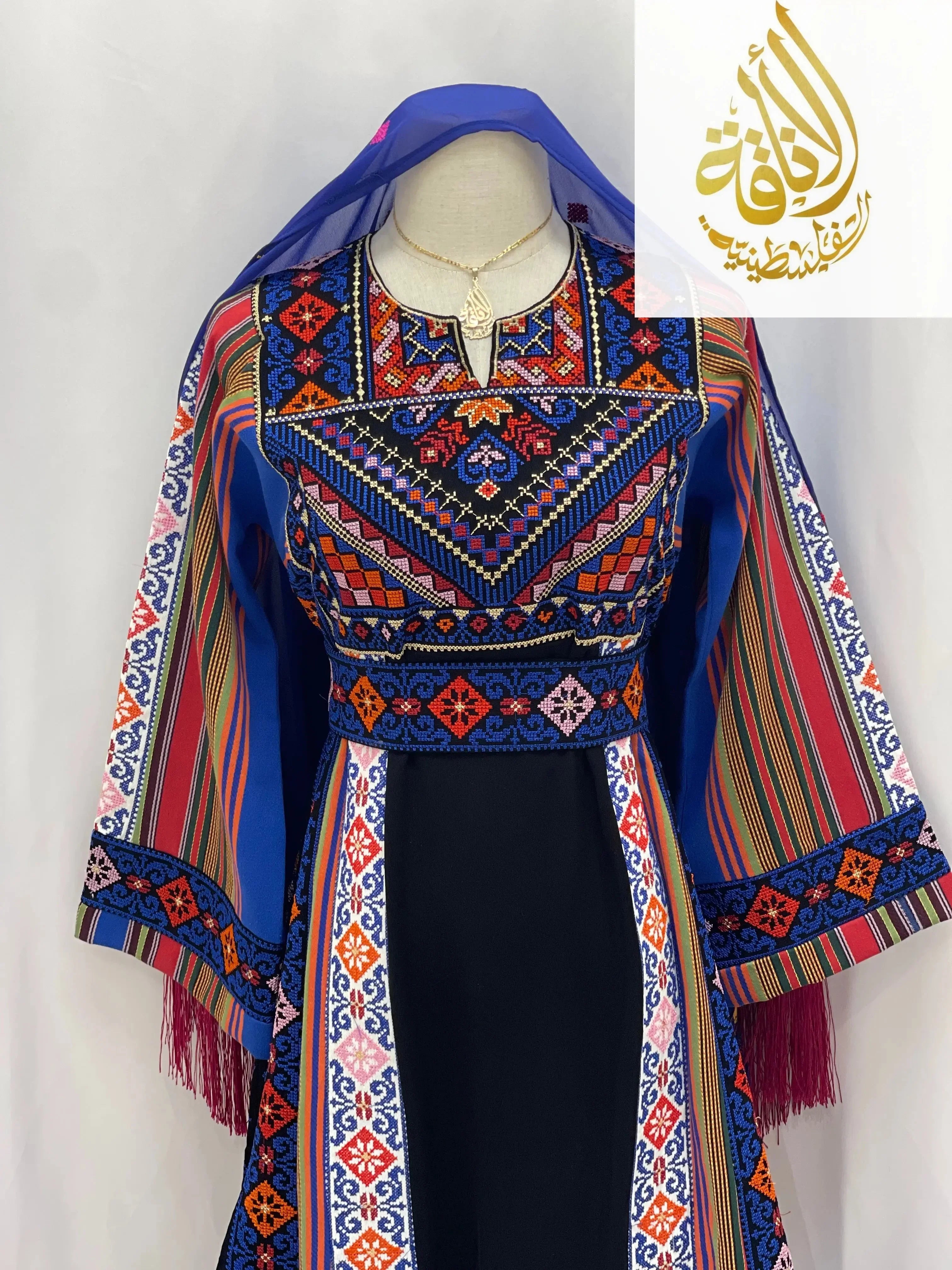 Palestinian Elegance embroidered thoub for teens with intricate colorful embroidery and traditional patterns