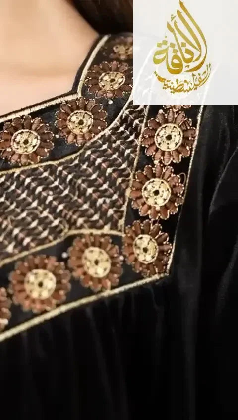 Embroidered Velvet Abaya - Women's Luxurious and Elegant Fashion Palestinian Elegance