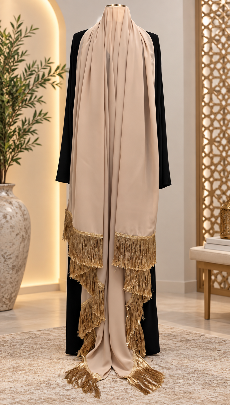 Noor Two-Tone Tassel Shawl
