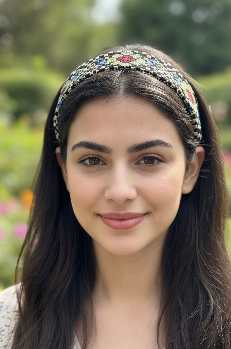Palestinian Embroidered Headband-featuring classic geometric outfits special occasions.