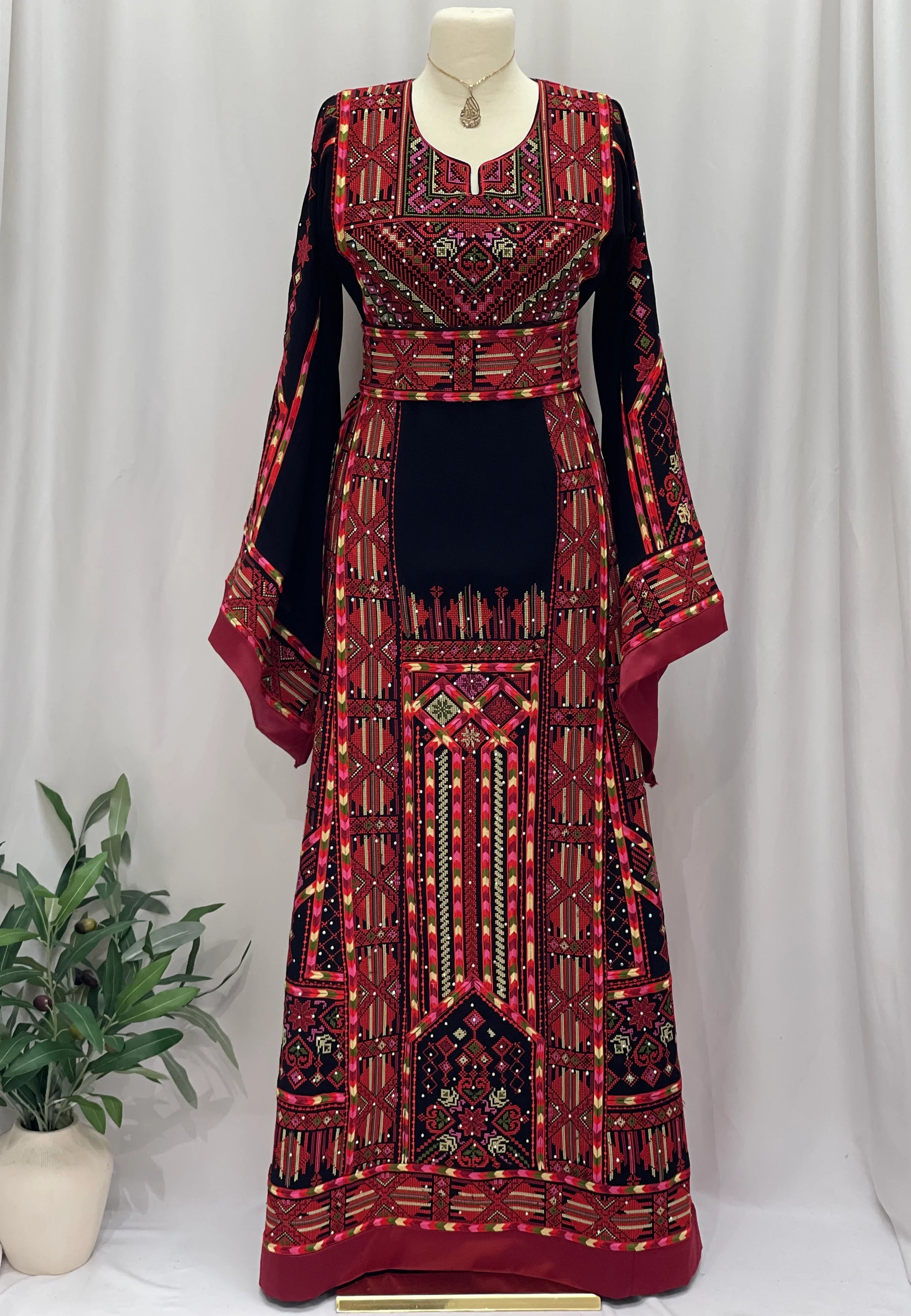 Layali Embroidered Palestinian Thobe – With Two Matching Belts” - Palestinian Elegance