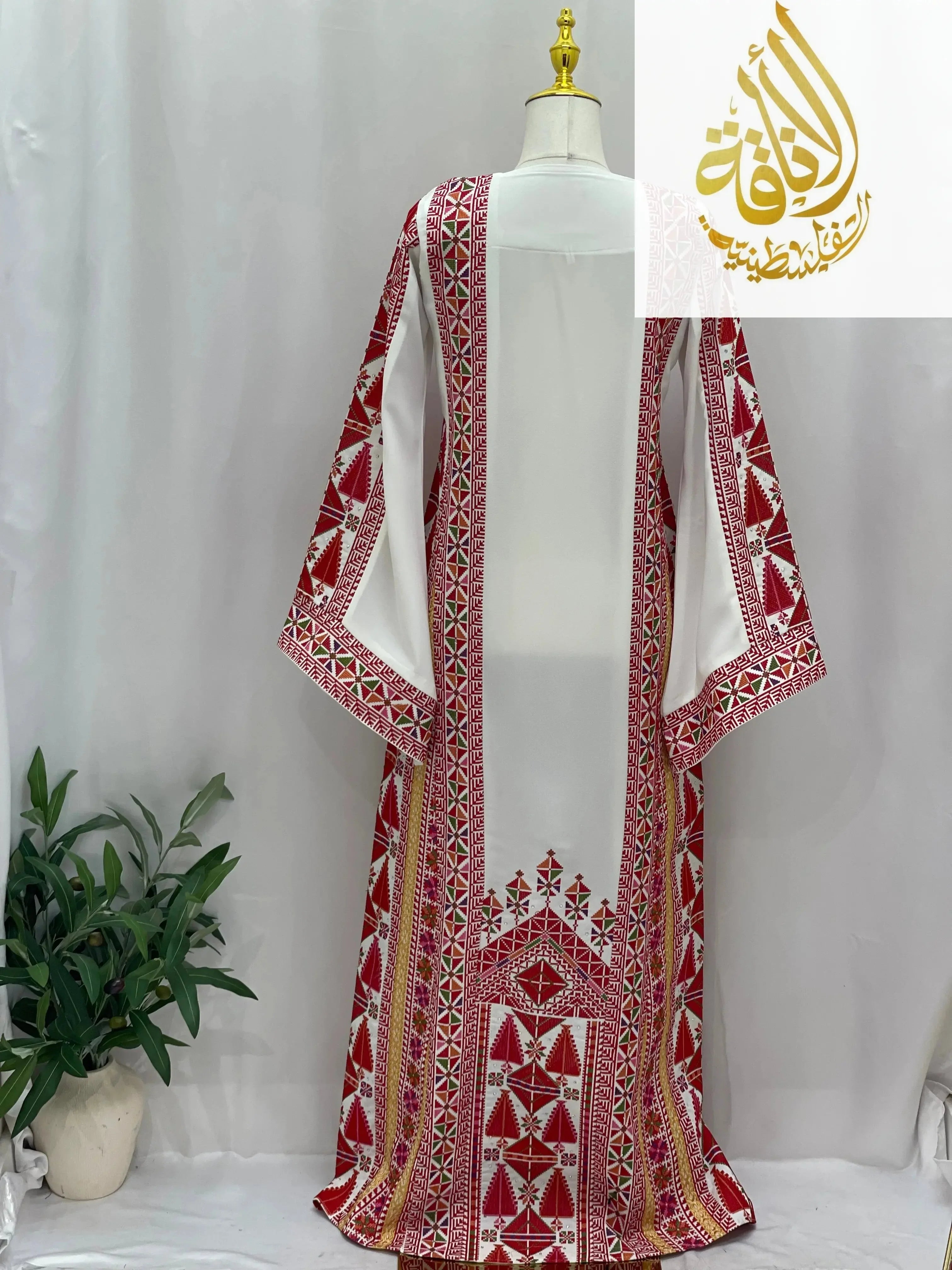 Falahi thoub with overskirt Embroidered Dress and khirka - Palestinian Elegance